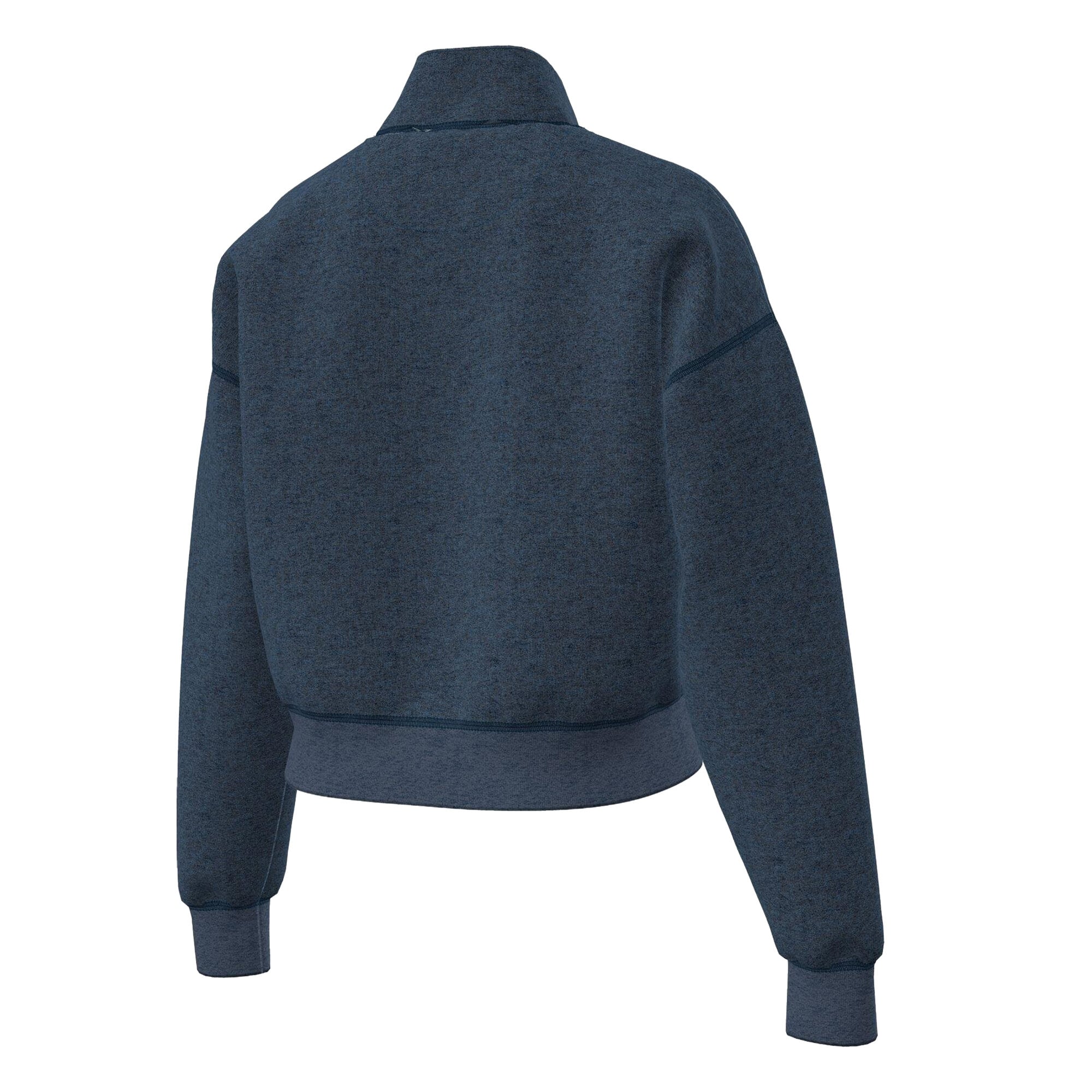 Pull court à col zippé Champion bleu marine Atlanta Braves Triumph en polaire tri-blend pour femme