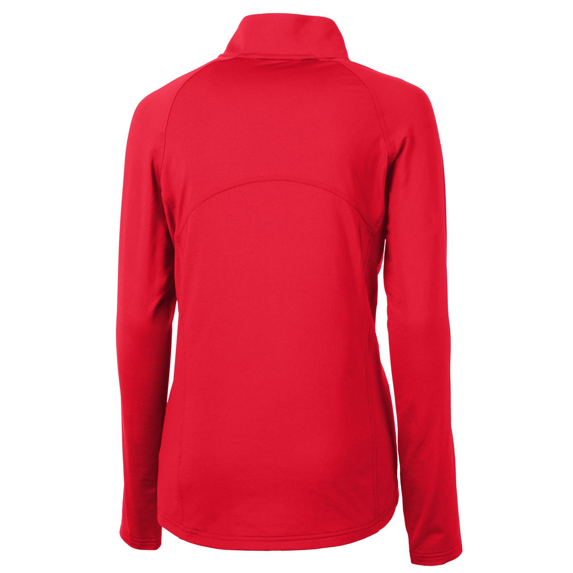 Pull-over à demi-zip Cutter & Buck rouge Atlanta Braves pour femme, logo Americana, en maille écologique extensible recyclée.