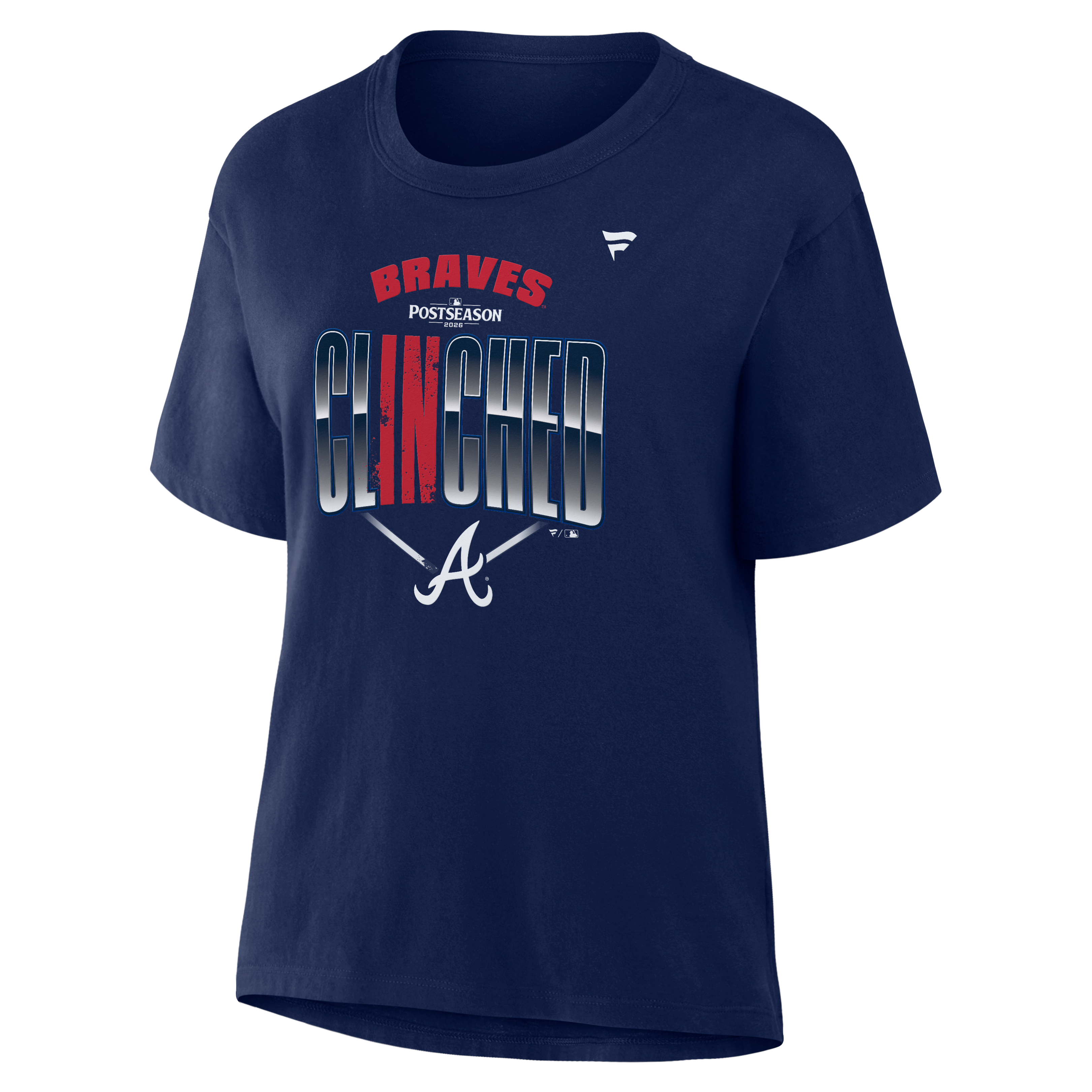 T-shirt Fanatics bleu marine pour femmes, Atlanta Braves, séries éliminatoires de la MLB 2026