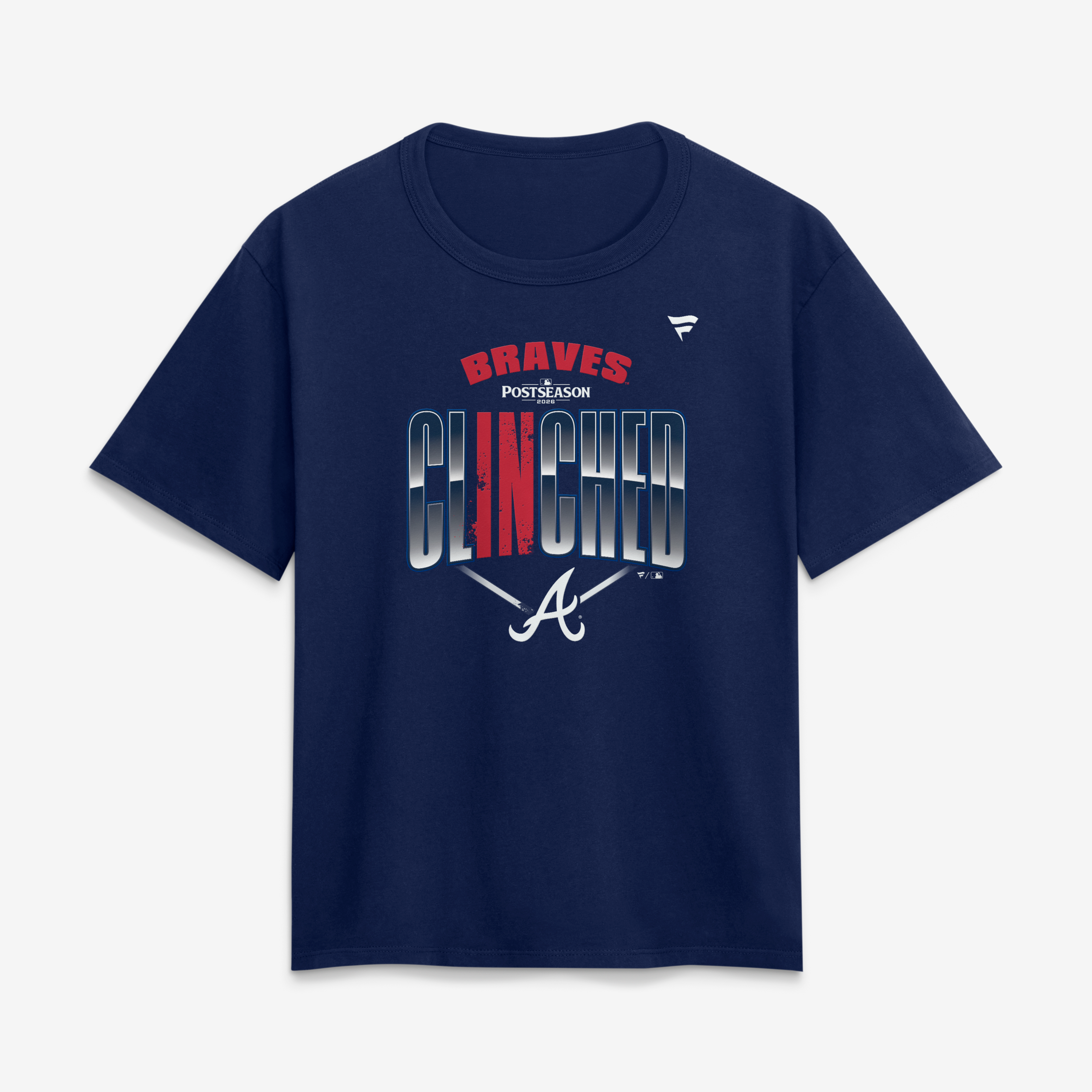 T-shirt Fanatics bleu marine pour femmes, Atlanta Braves, séries éliminatoires de la MLB 2026