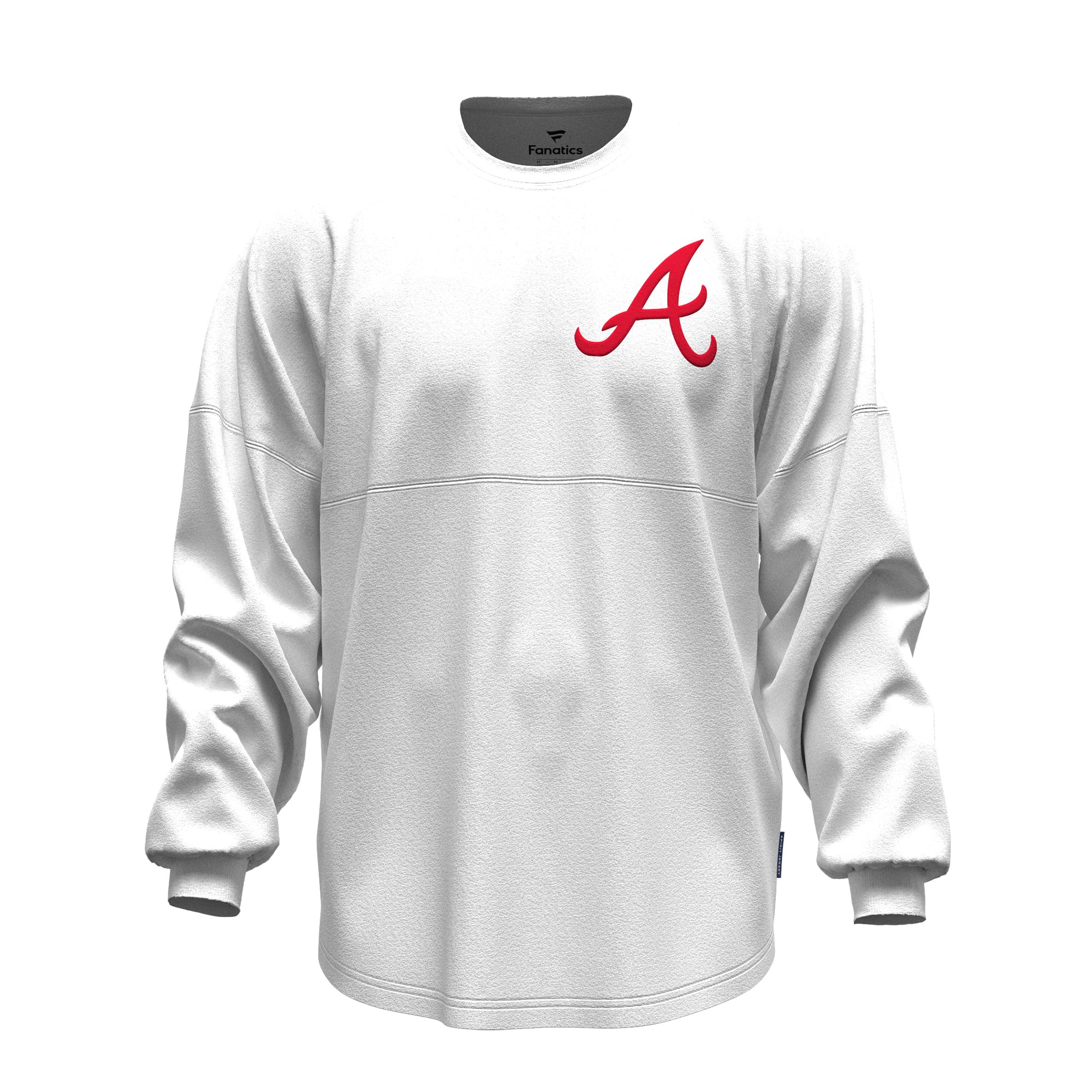 Women's Fanatics White Atlanta Braves Baseball Stitch Spirit Jersey Long Sleeve T-Shirt