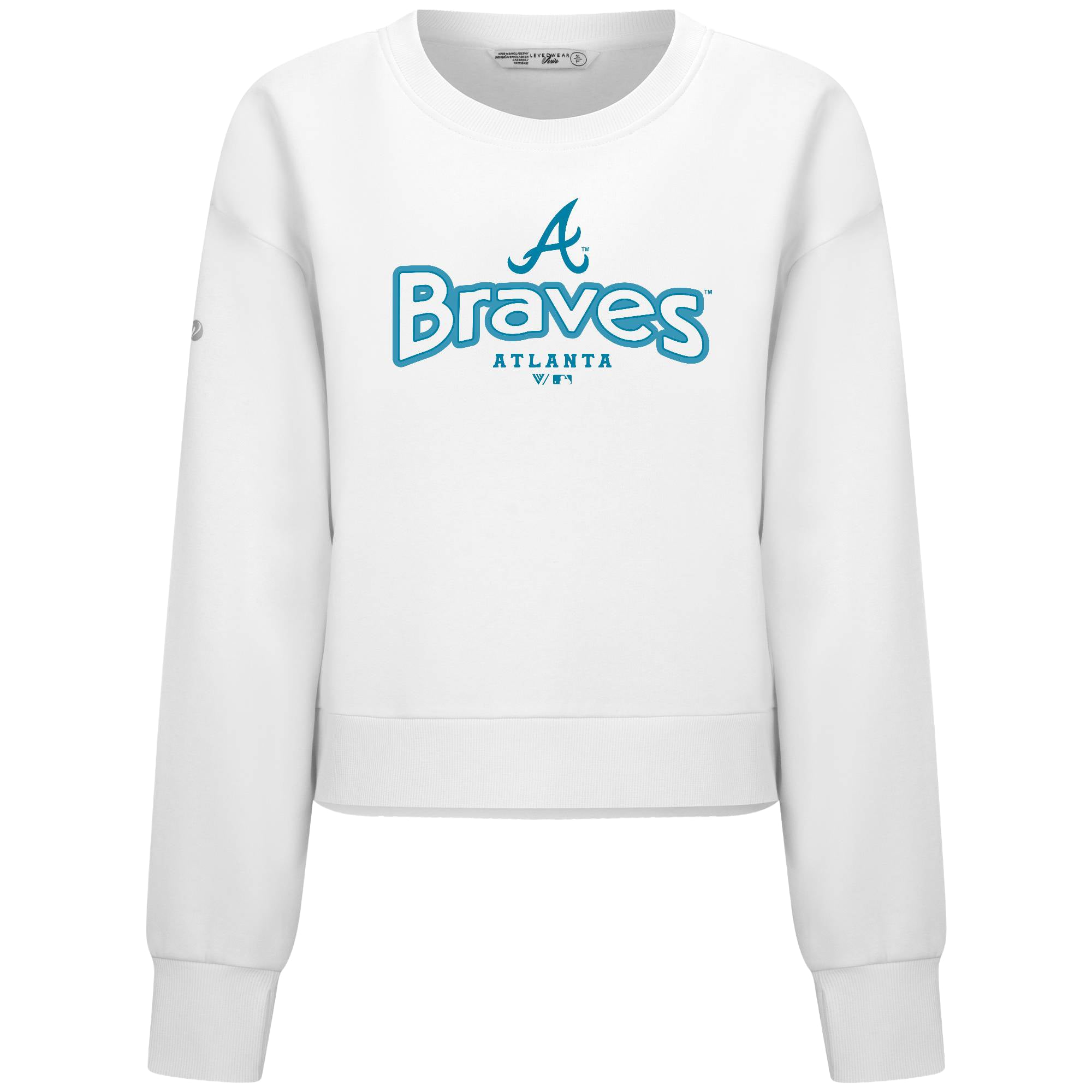 Women's Levelwear White Atlanta Braves Judd Cornerstone Cropped Sweatshirt