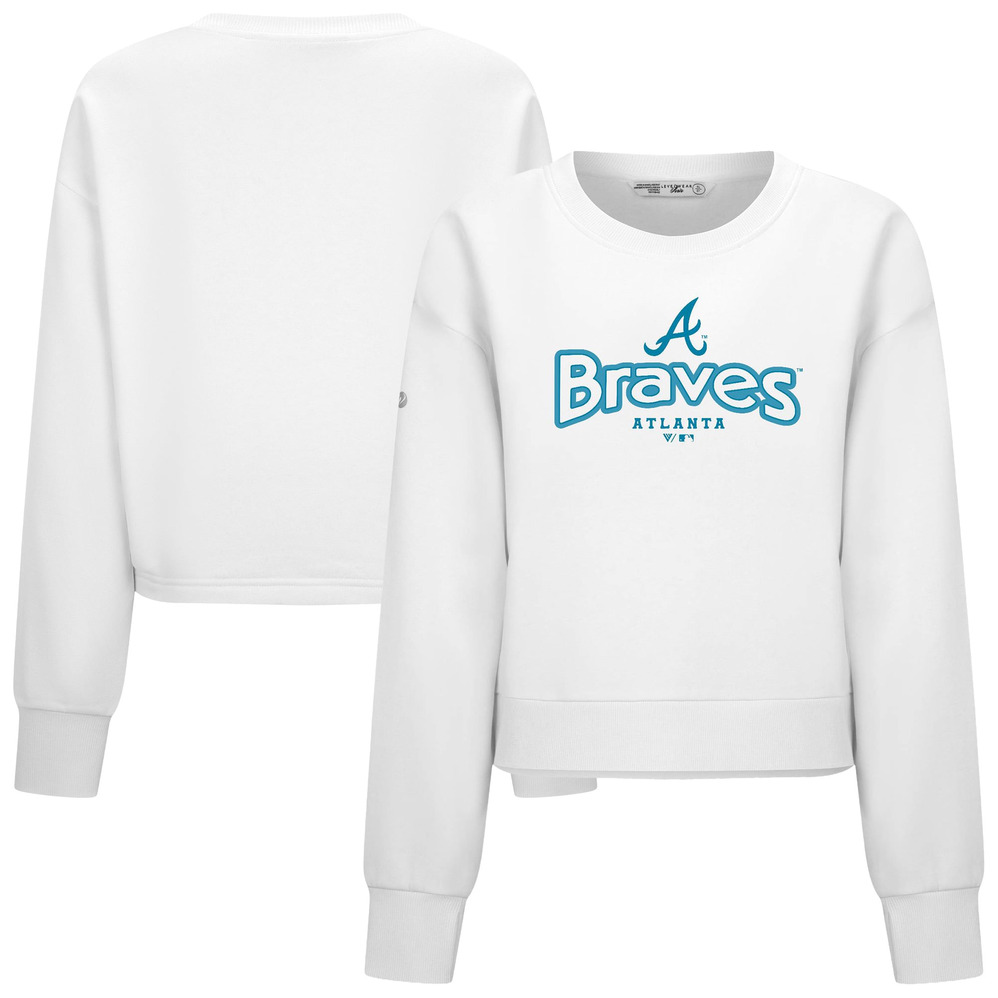 Women's Levelwear White Atlanta Braves Judd Cornerstone Cropped Sweatshirt