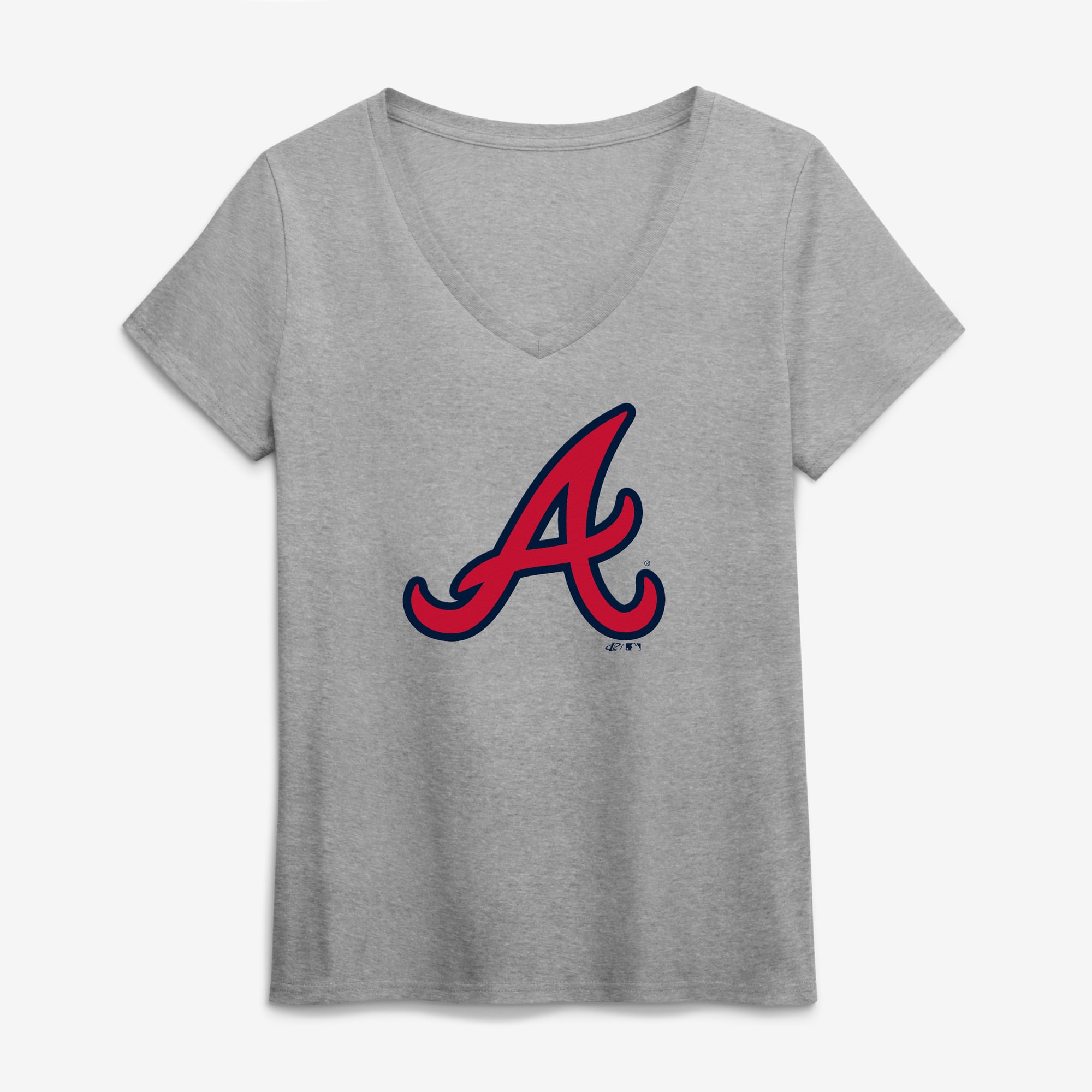 Women's Logo Athletic Navy Atlanta Braves Official V-Neck T-Shirt
