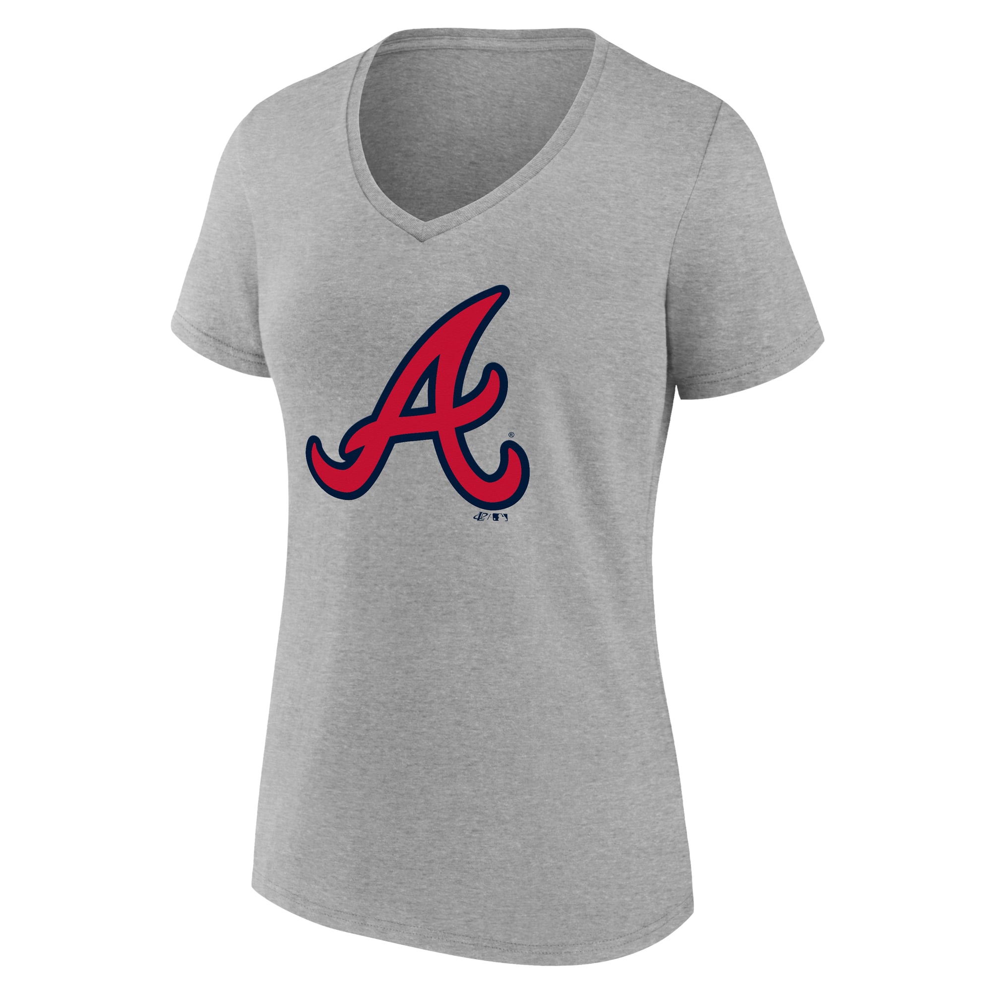 Women's Logo Athletic Navy Atlanta Braves Official V-Neck T-Shirt
