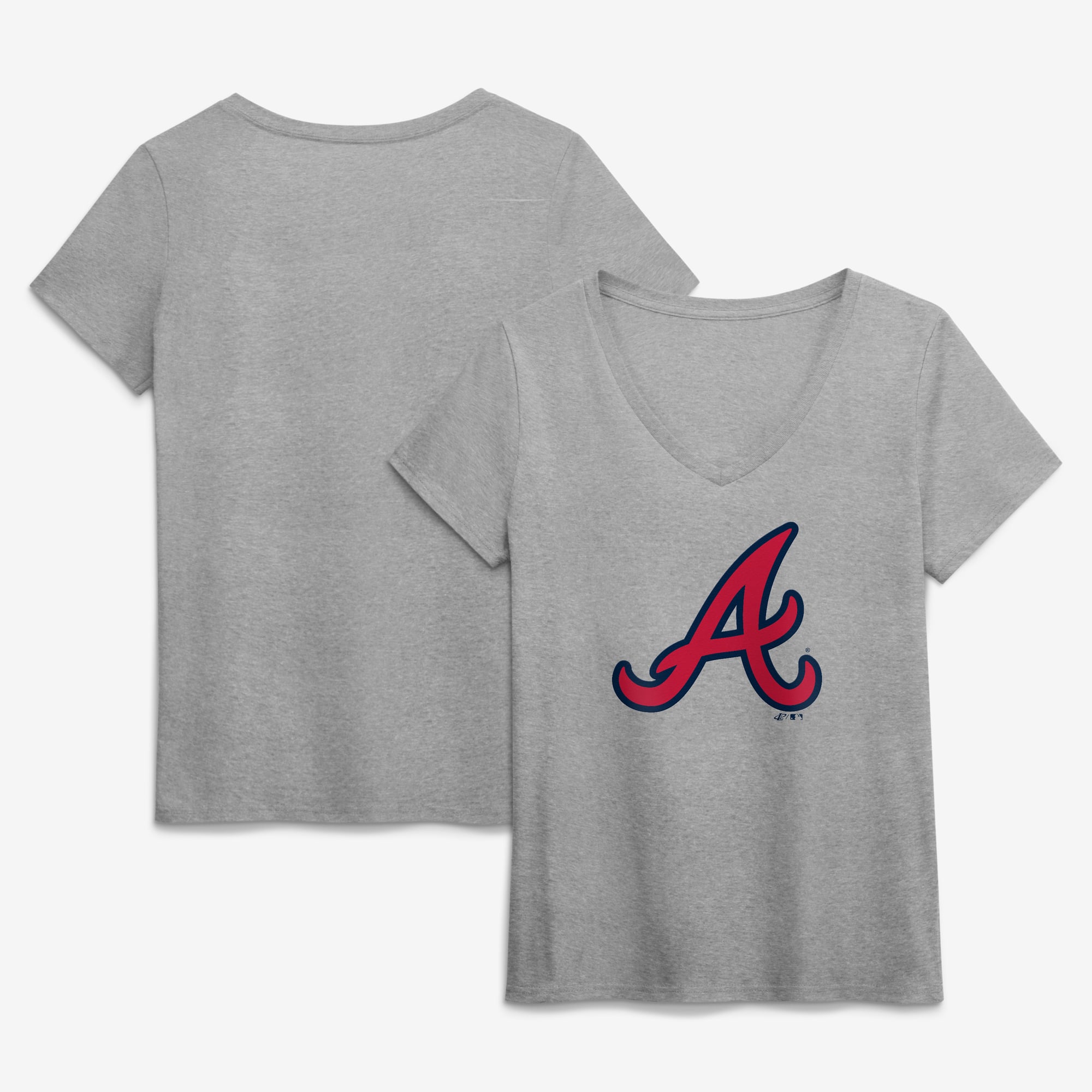 Women's Logo Athletic  Navy Atlanta Braves Official V-Neck T-Shirt