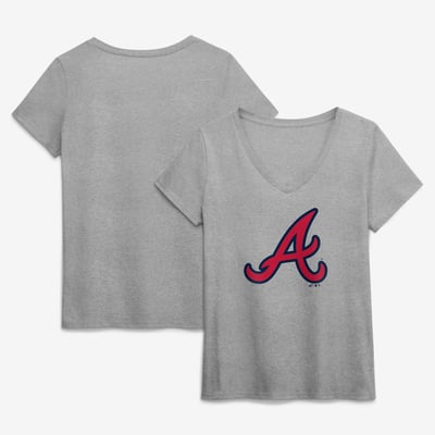  Atlanta Braves Logo Athletic Women's Official Logo Athletic V-Neck T-Shirt - Gray