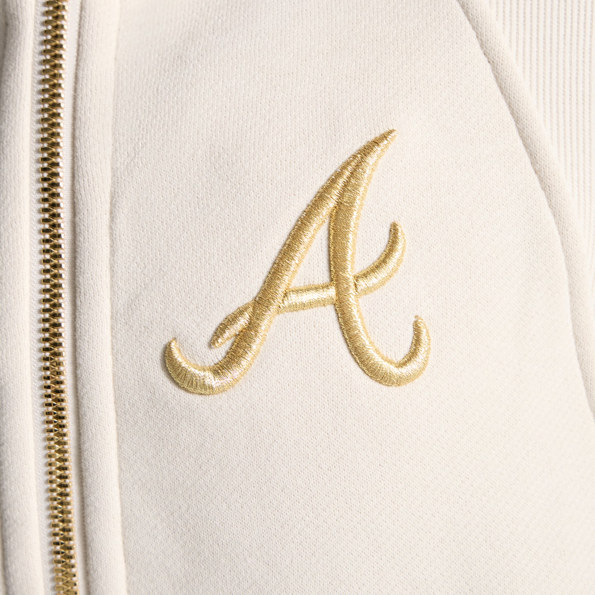 Sweat à capuche zippé oversize demi-hauteur lululemon Atlanta Braves couleur ivoire clair