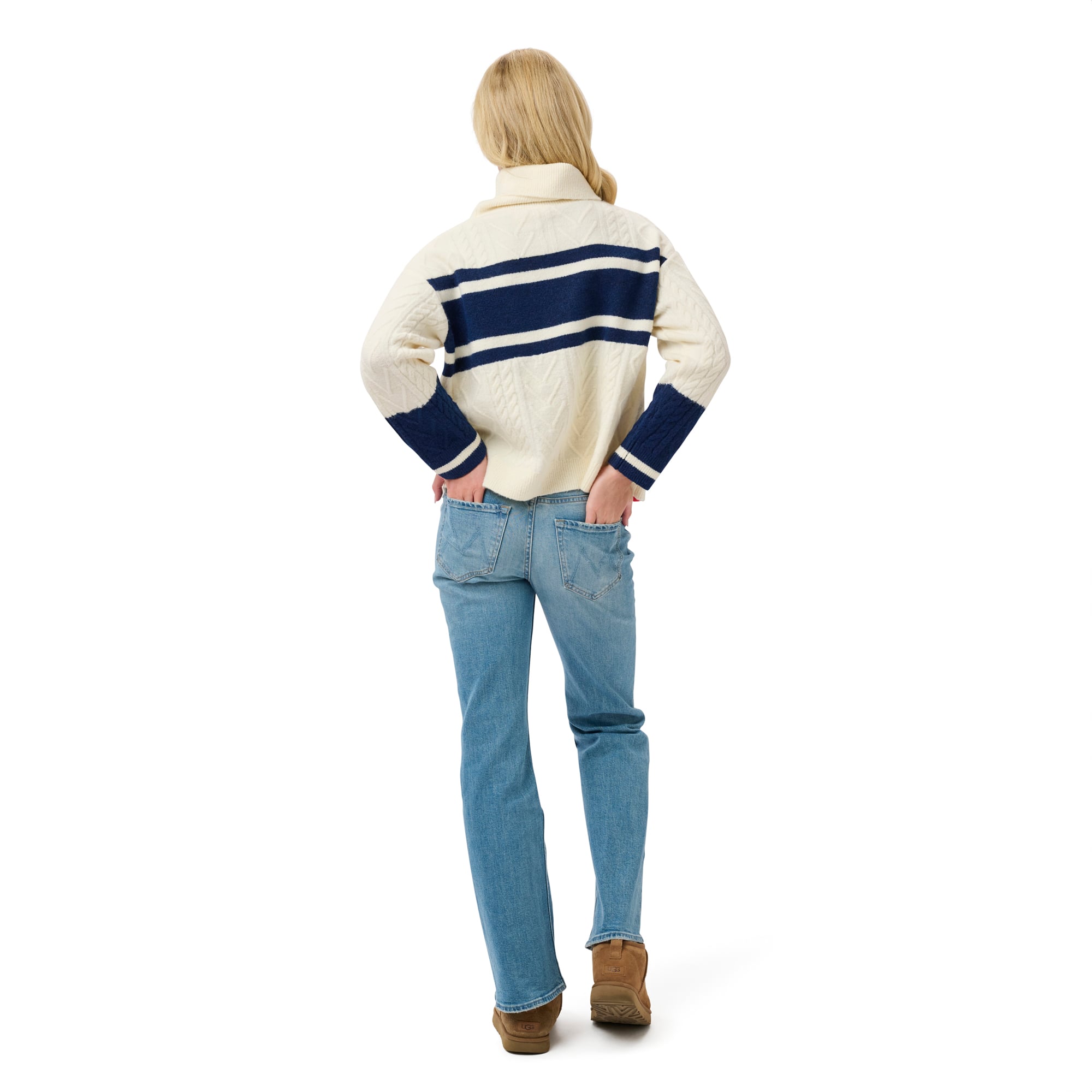 Women's Lusso Navy/Cream Atlanta Braves Susan Cowl Neck Sweater