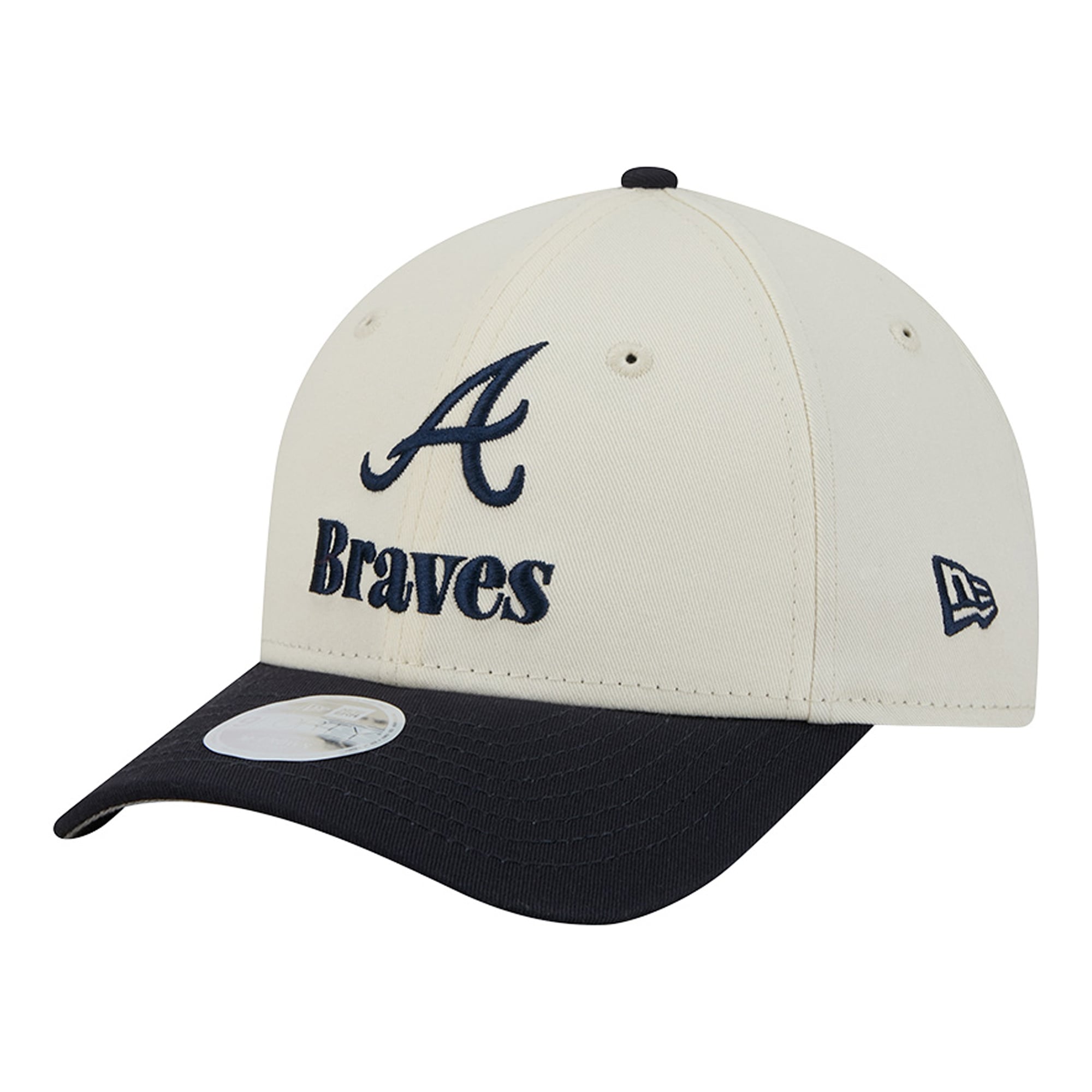 Women's New Era Cream/Navy Atlanta Braves Primary 9FORTY M-Crown Adjustable Hat