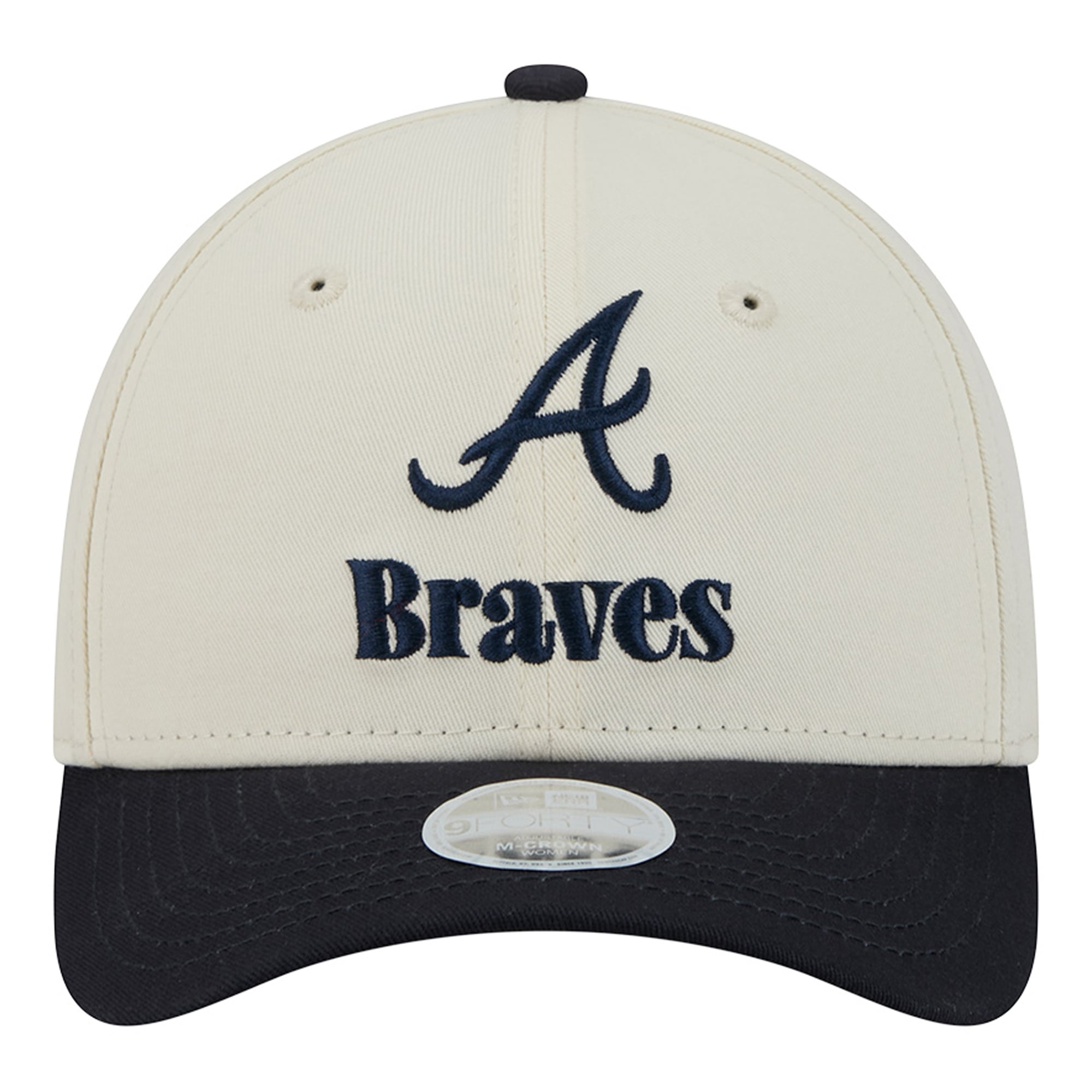 Women's New Era Cream/Navy Atlanta Braves Primary 9FORTY M-Crown Adjustable Hat