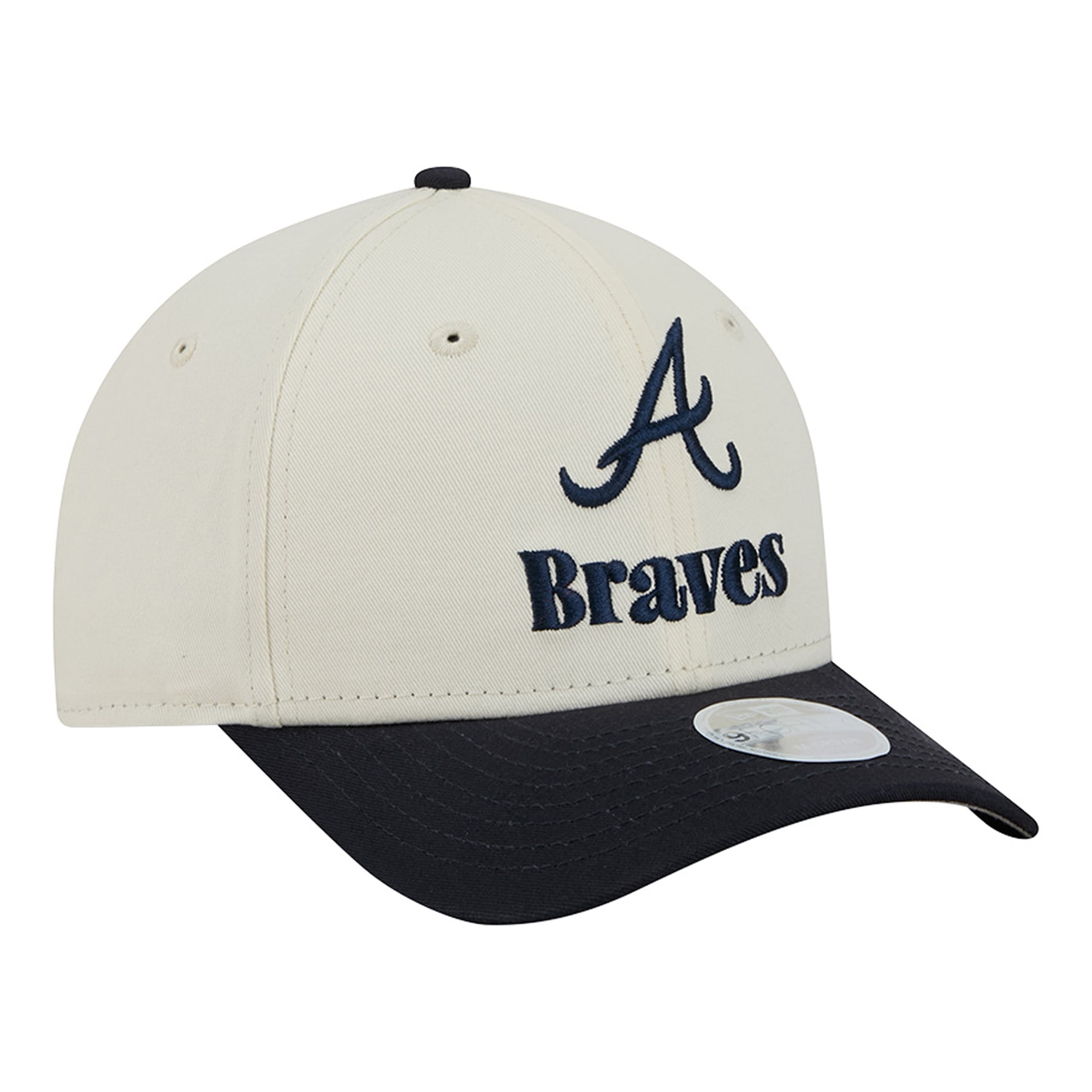 Women's New Era Cream/Navy Atlanta Braves Primary 9FORTY M-Crown Adjustable Hat