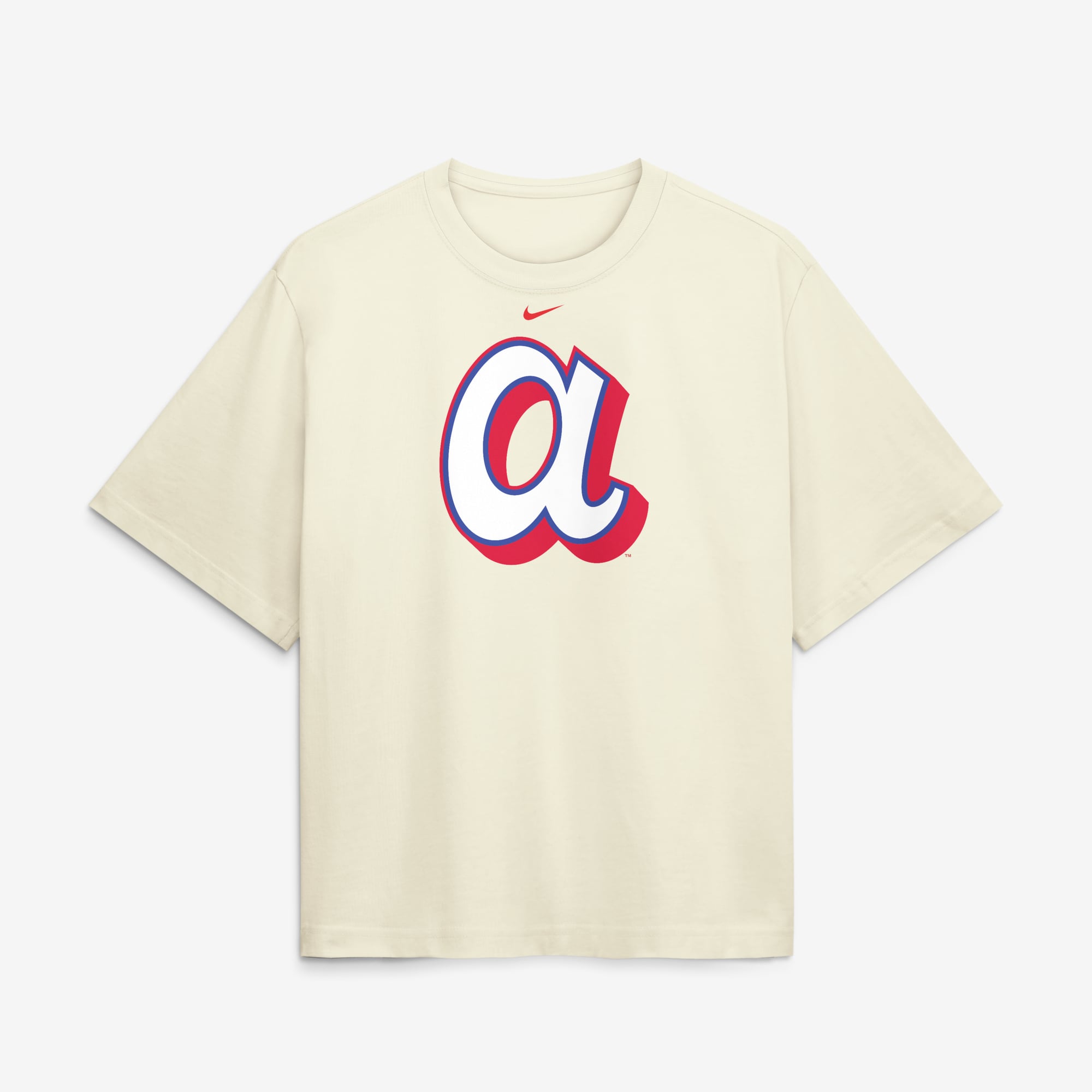 Women's Nike  Cream Atlanta Braves Premium Essentials Relaxed Boxy T-Shirt