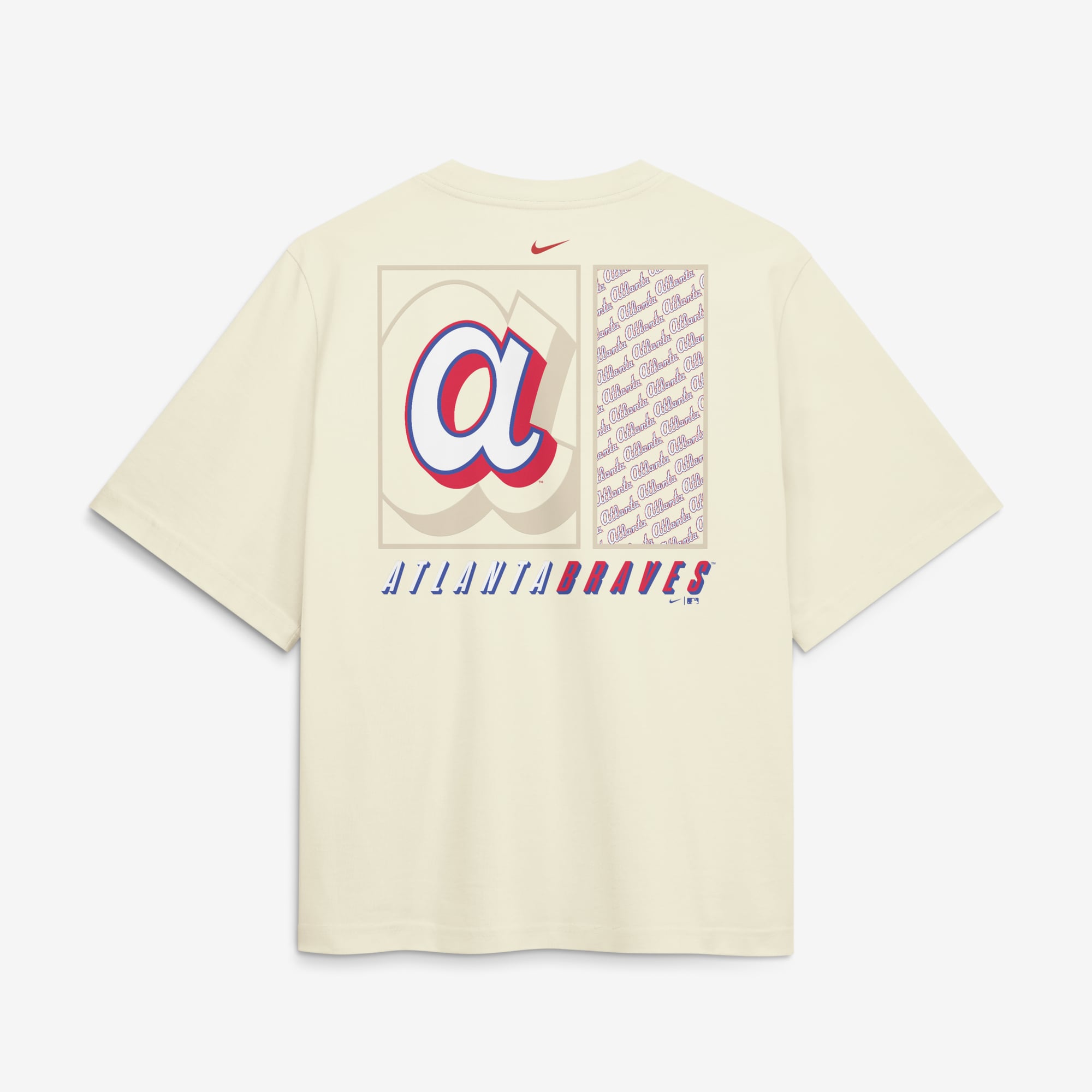 Women's Nike  Cream Atlanta Braves Premium Essentials Relaxed Boxy T-Shirt