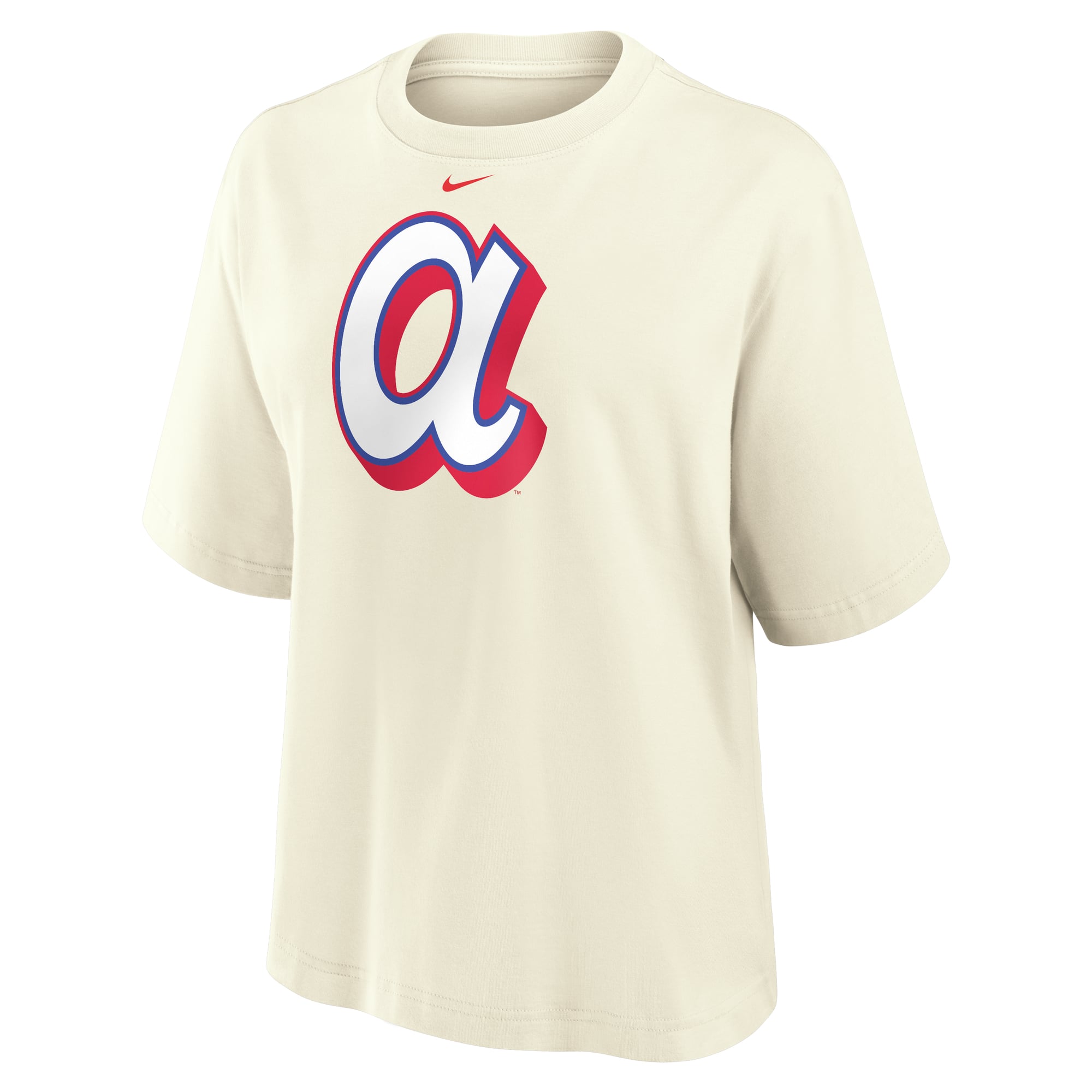 Women's Nike  Cream Atlanta Braves Premium Essentials Relaxed Boxy T-Shirt
