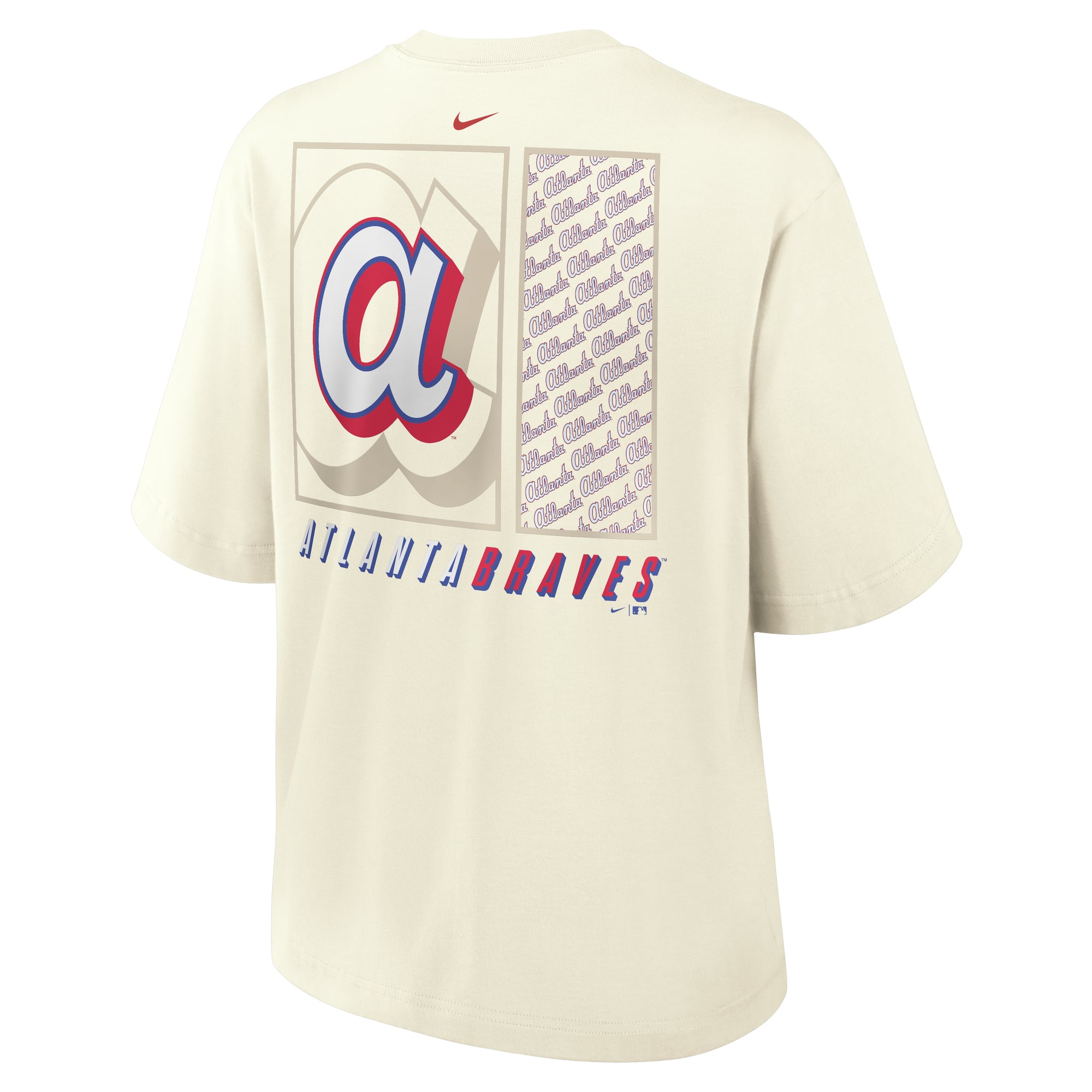 Women's Nike  Cream Atlanta Braves Premium Essentials Relaxed Boxy T-Shirt