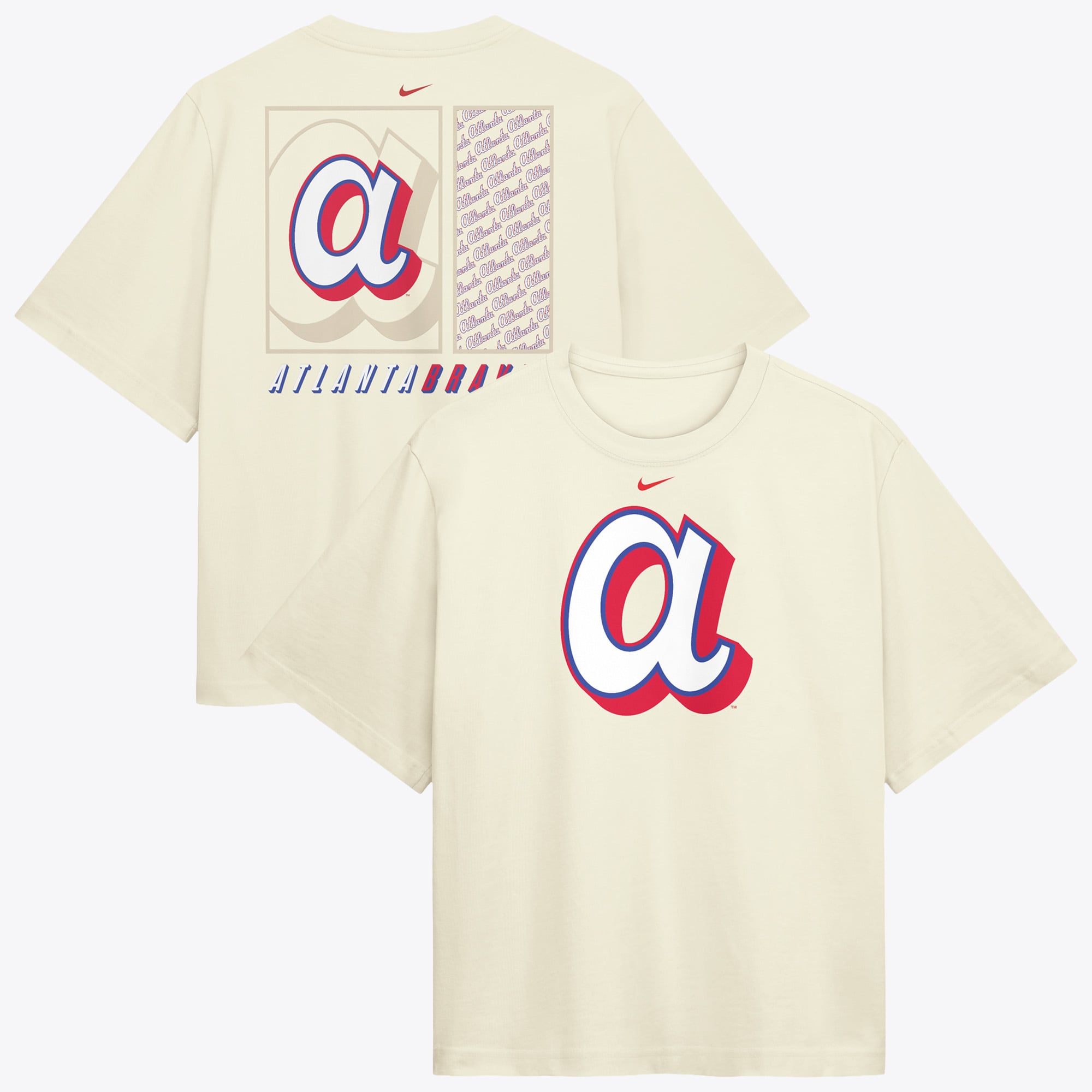 Women's Nike  Cream Atlanta Braves Premium Essentials Relaxed Boxy T-Shirt