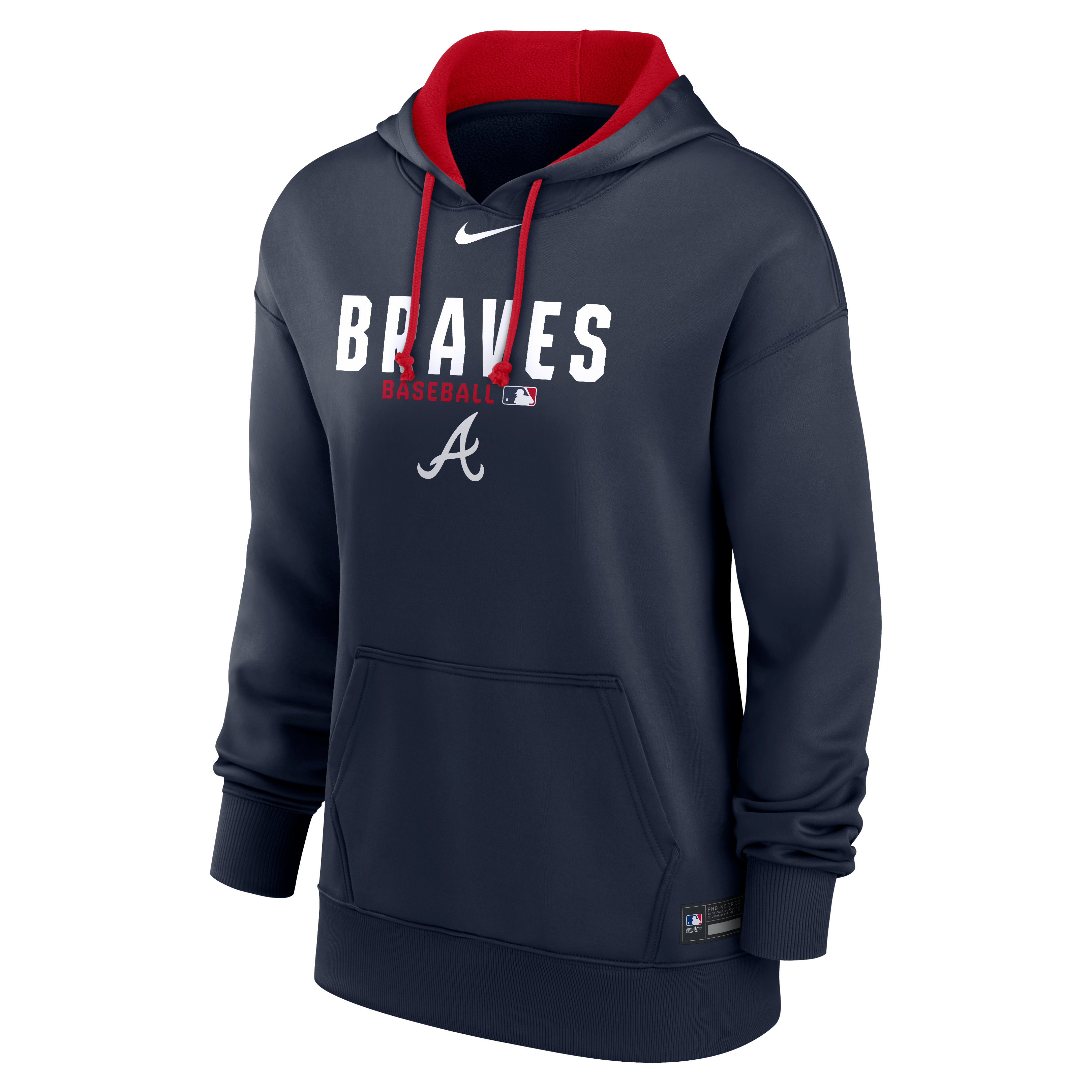 Women's Nike Navy Atlanta Braves Authentic Collection Therma-FIT Hoodie