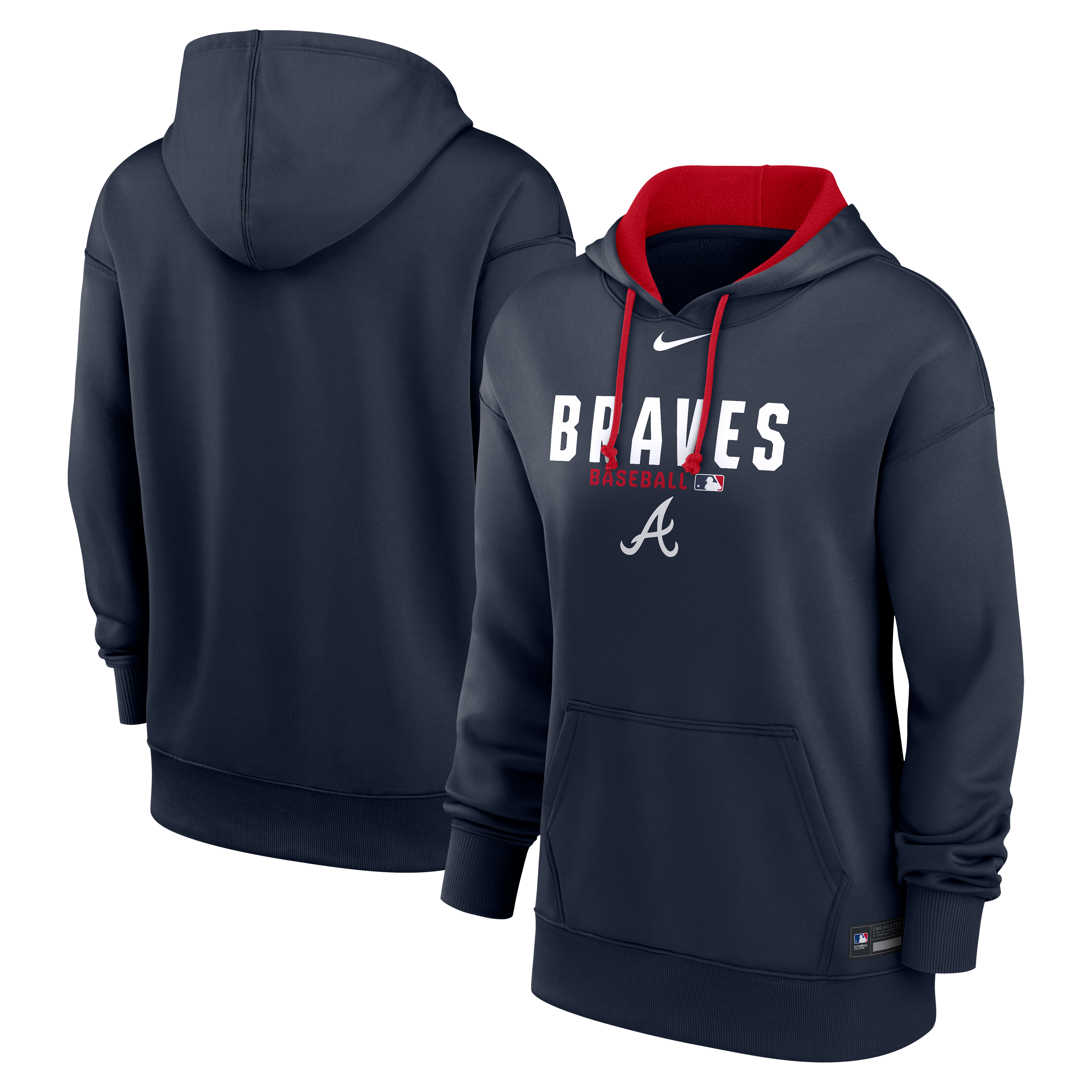 Women's Nike Navy Atlanta Braves Authentic Collection Therma-FIT Hoodie
