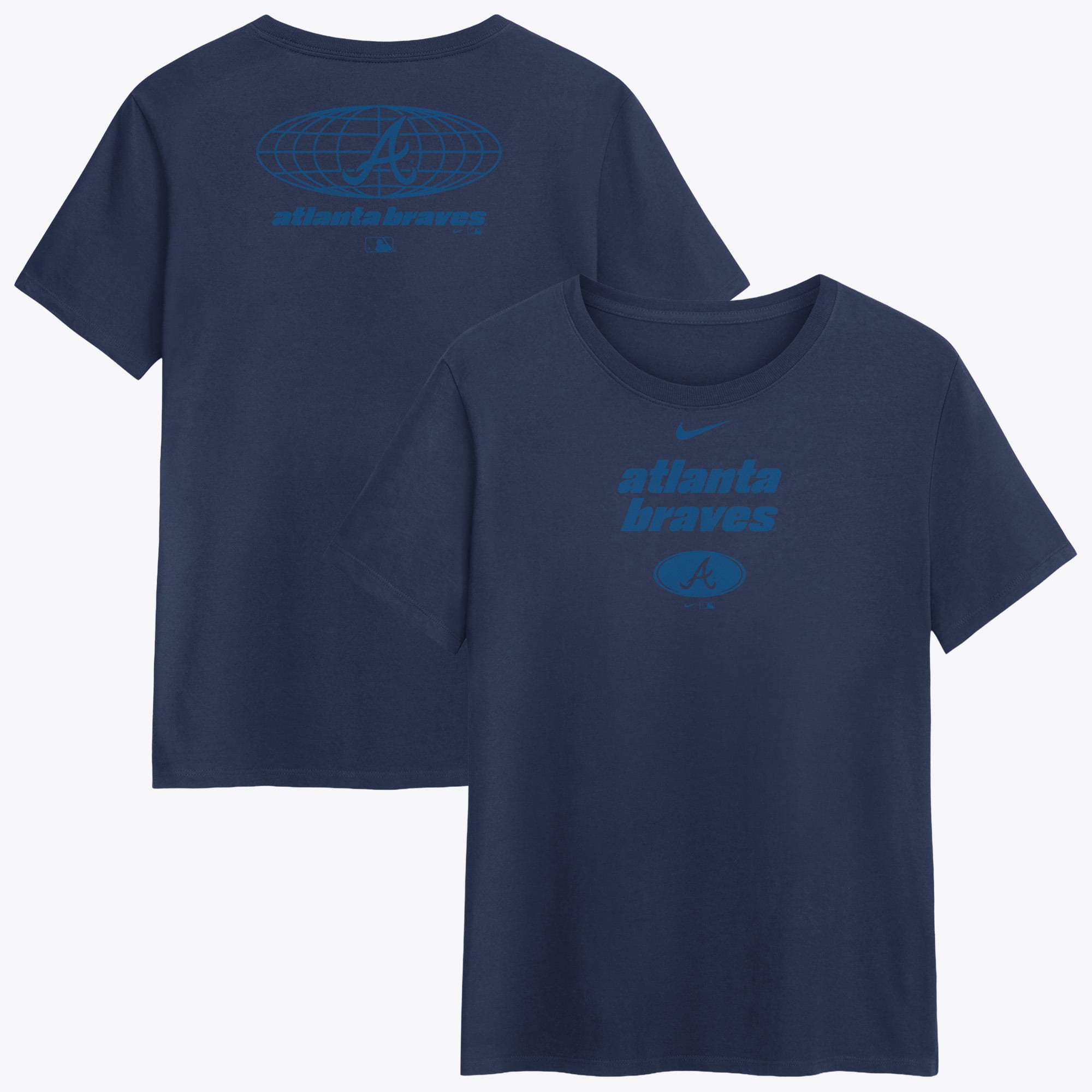 Women's Nike Navy Atlanta Braves Globe Logo T-Shirt