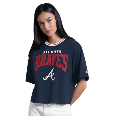  Atlanta Braves Starter Women's Ace Cropped T-Shirt - Navy