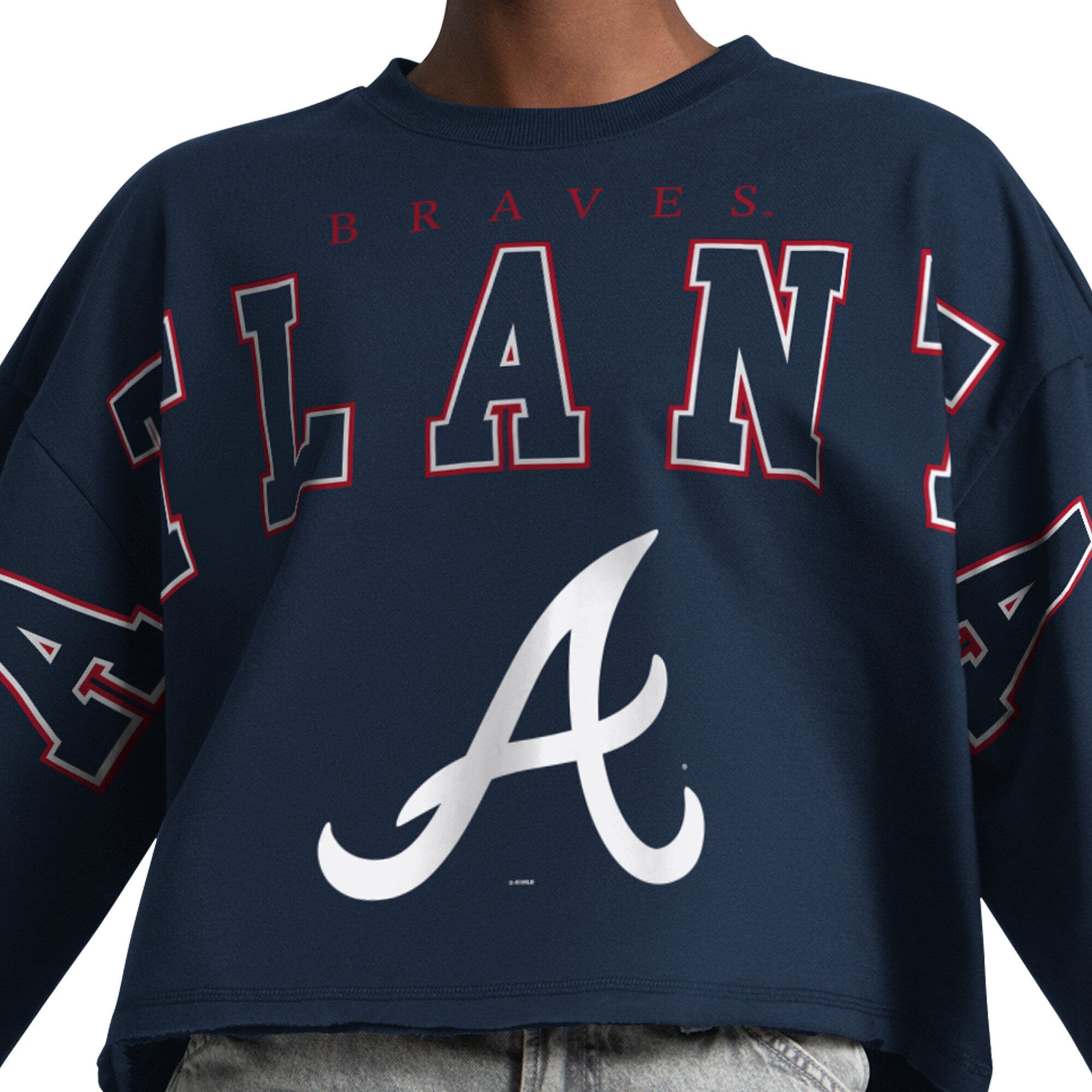 Sweat-shirt court Starter pour femme, bleu marine, Atlanta Braves Bleachers II