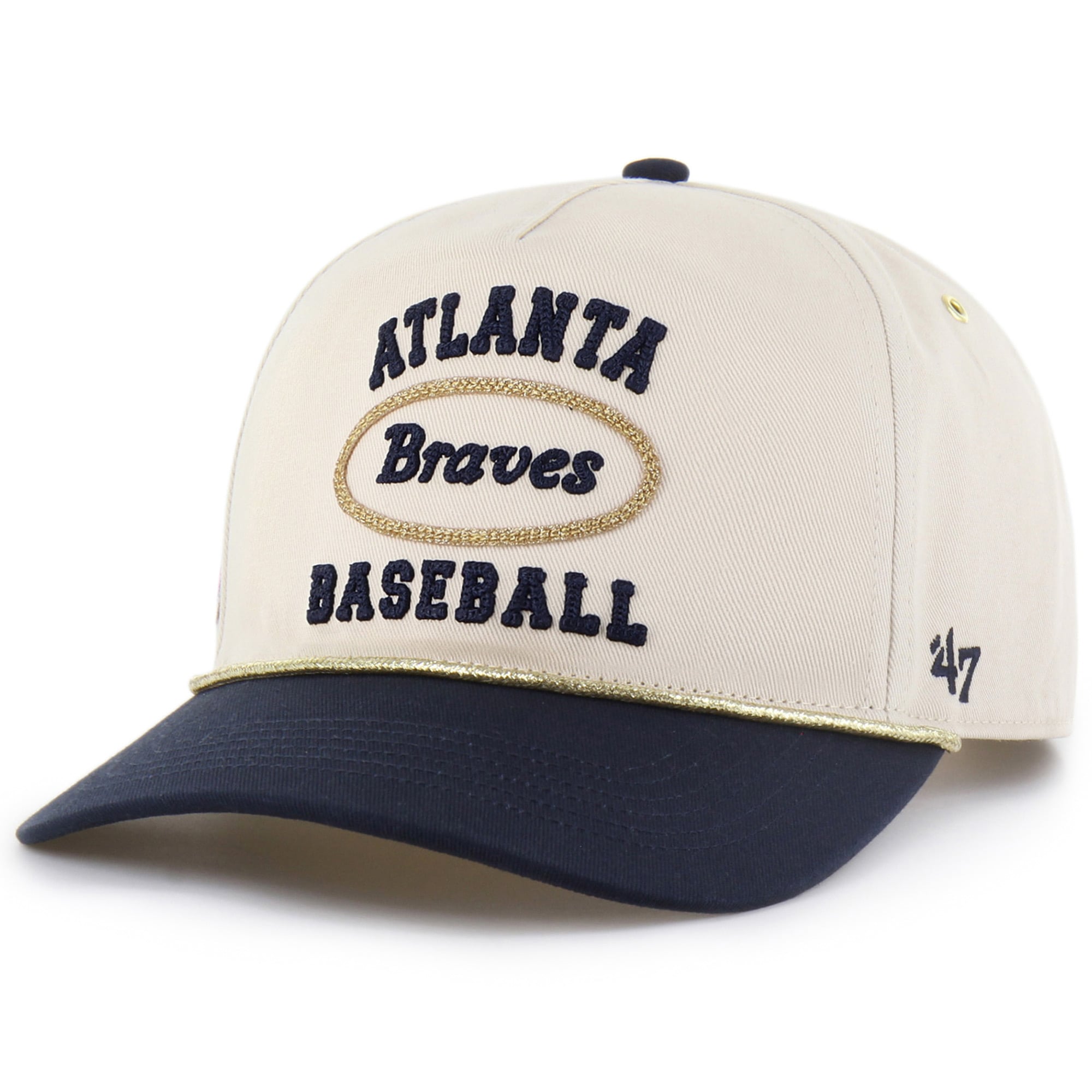 Women's Stoney Clover Lane x '47 Natural Atlanta Braves Glitter Rope Hitch Adjustable Hat