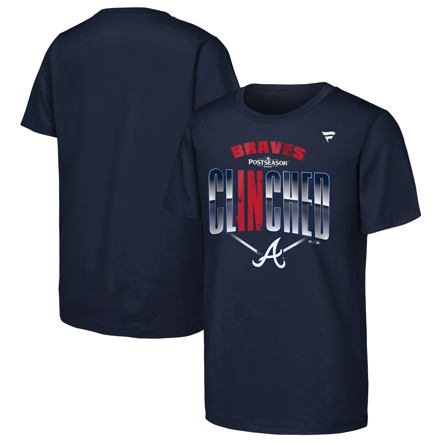 T-shirt Fanatics bleu marine pour jeunes, Atlanta Braves, séries éliminatoires de la MLB 2026