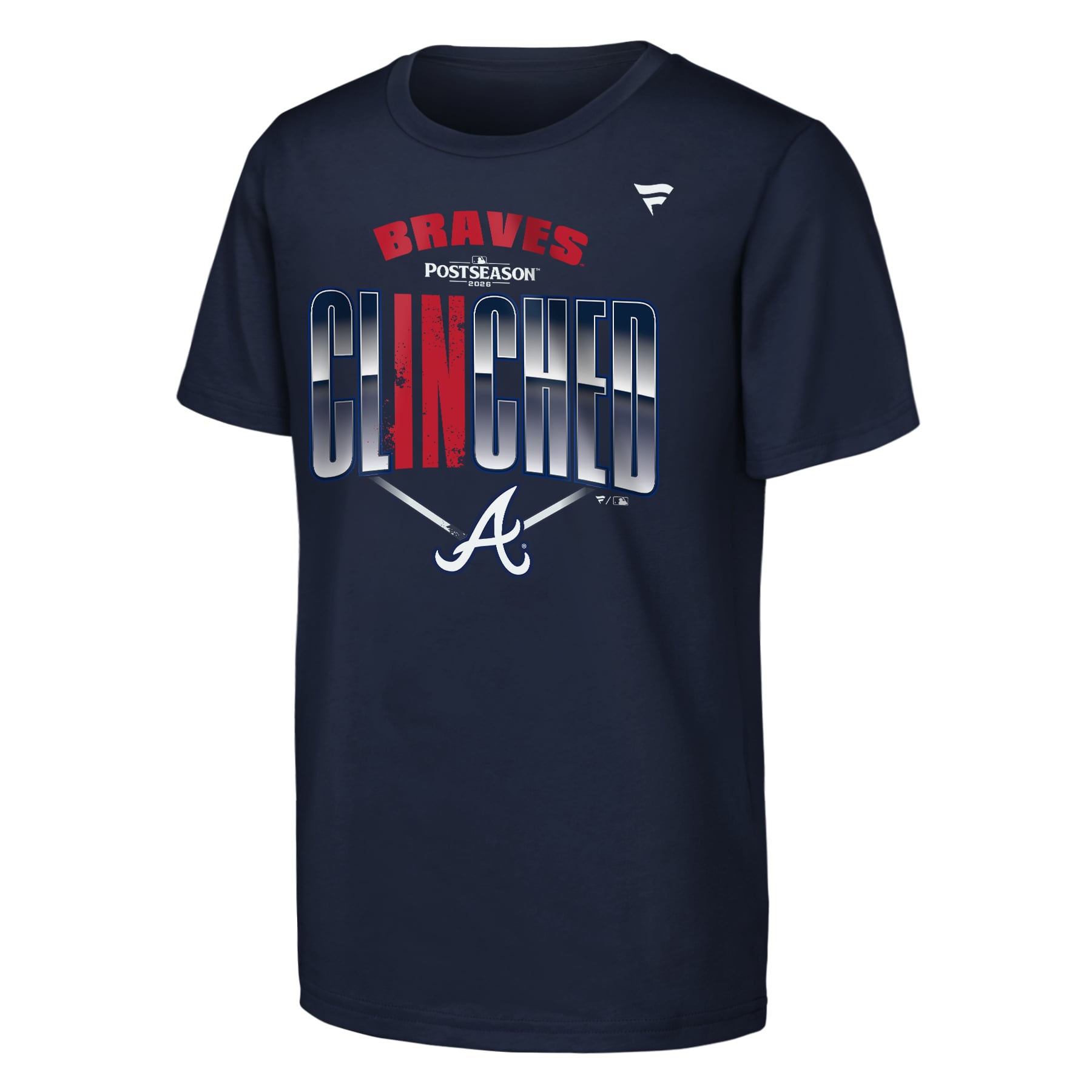 T-shirt Fanatics bleu marine pour jeunes, Atlanta Braves, séries éliminatoires de la MLB 2026