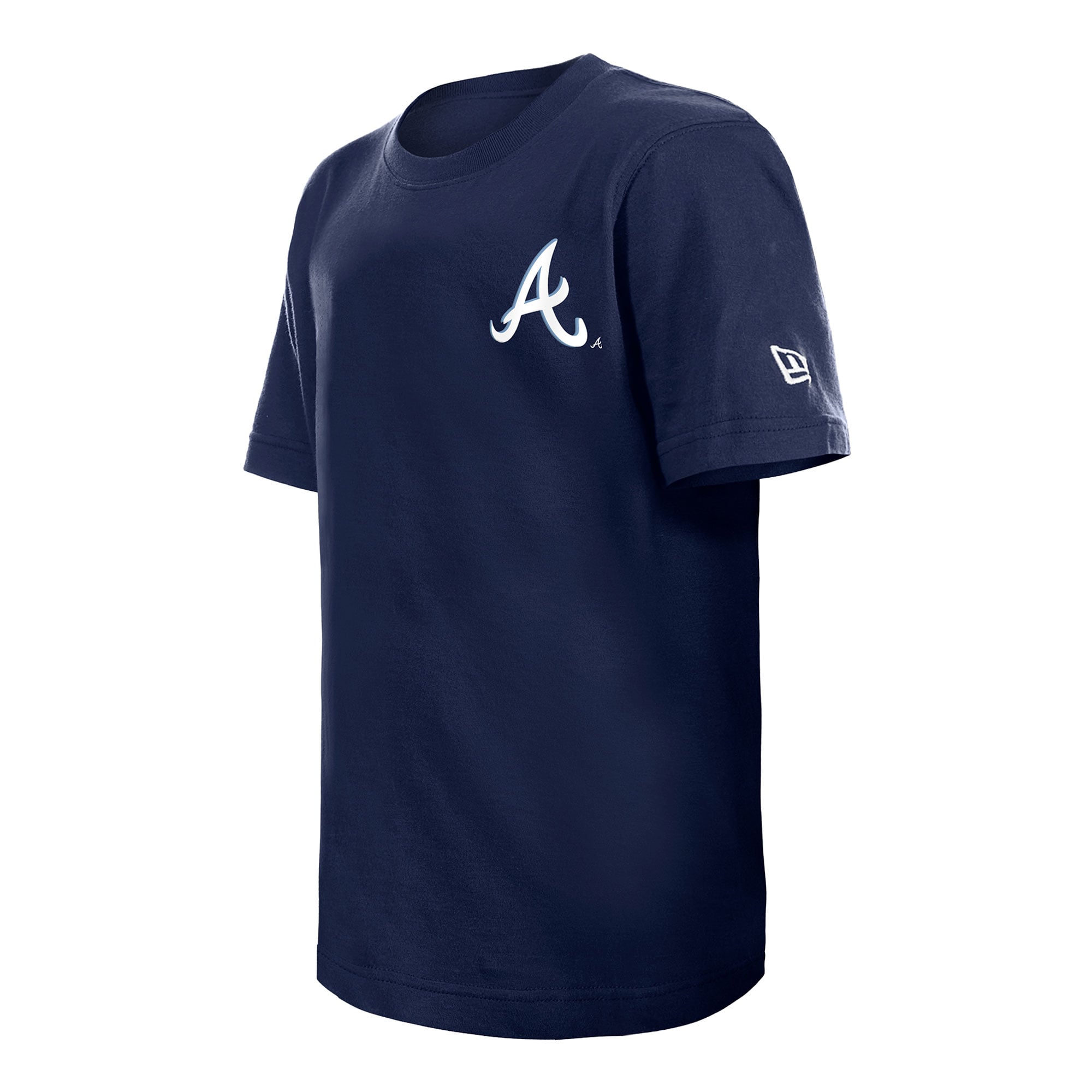 T-shirt New Era bleu marine pour jeunes avec logo des Braves d'Atlanta (dessin animé)