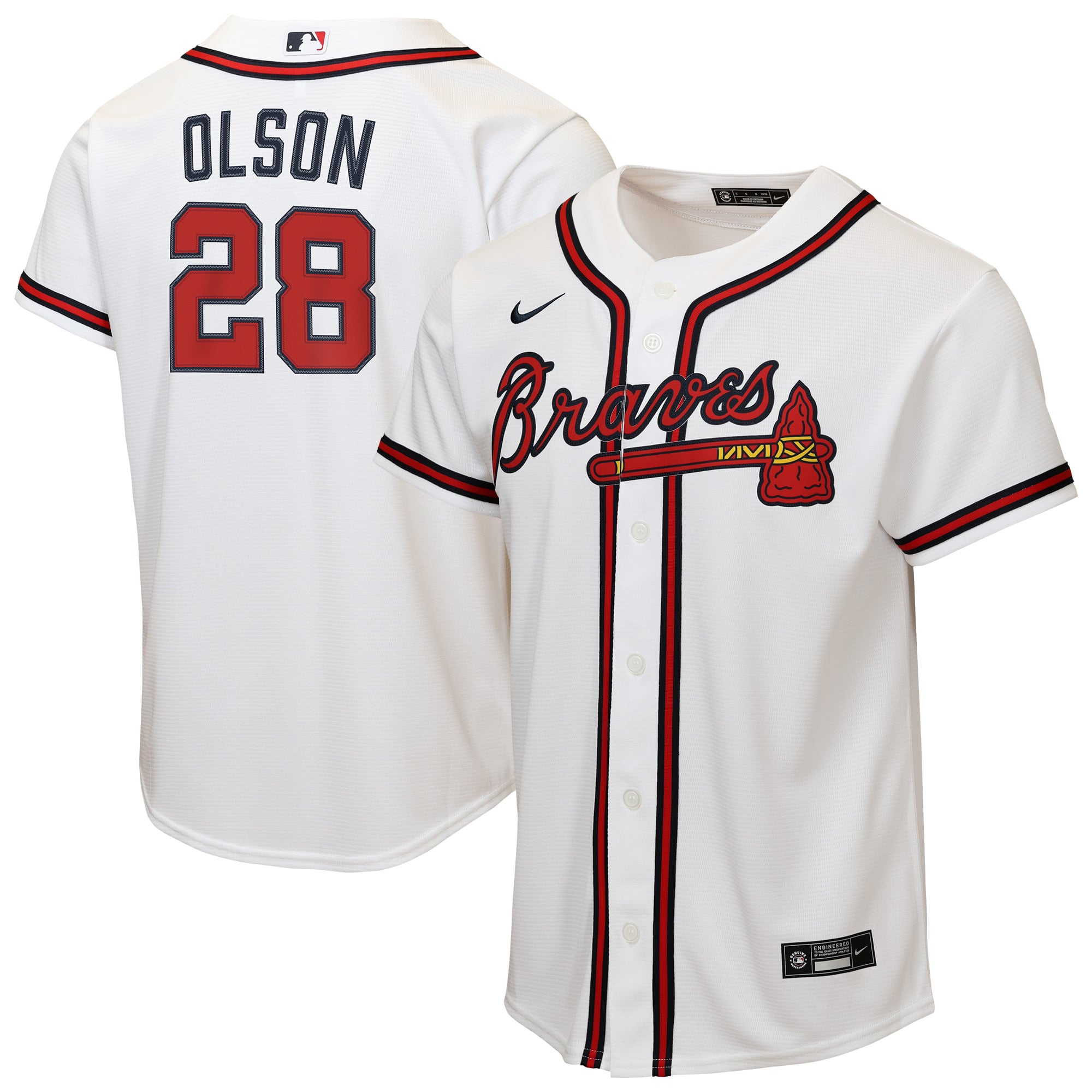 Youth Nike Matt Olson White Atlanta Braves Home Replica Jersey