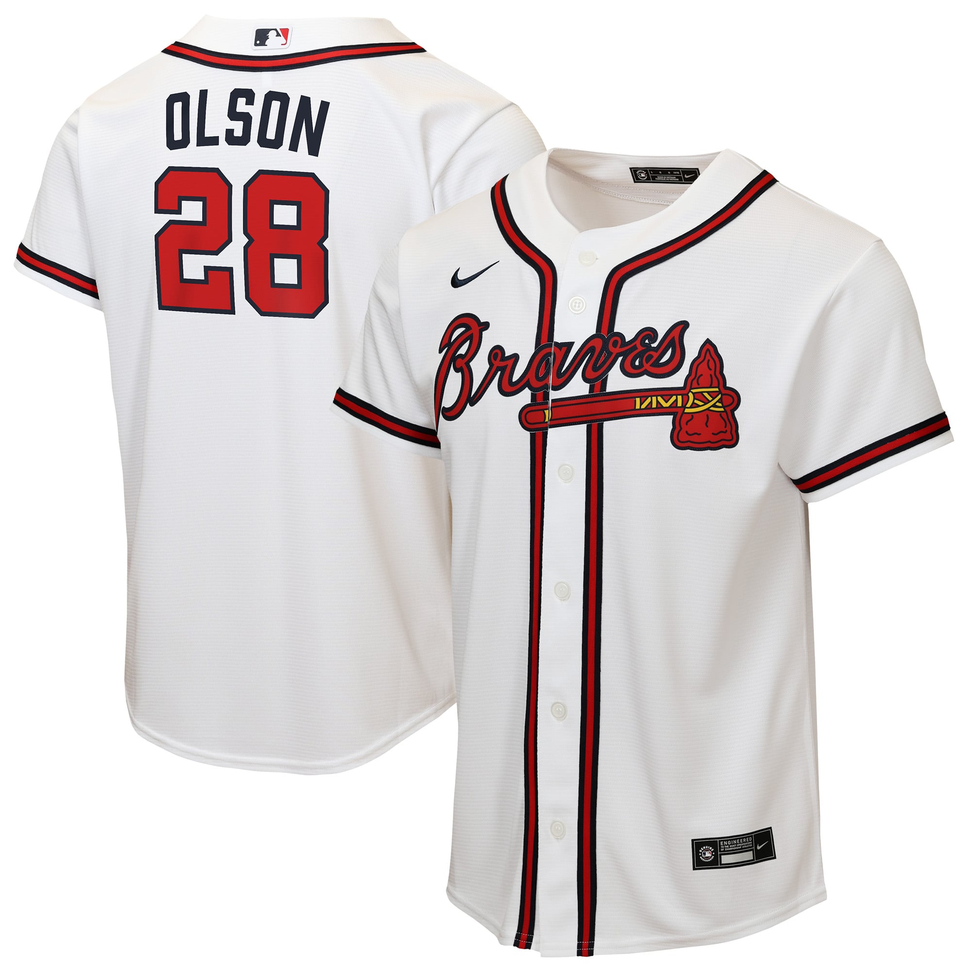 Maillot réplique domicile Nike Matt Olson blanc des Braves d'Atlanta pour jeunes