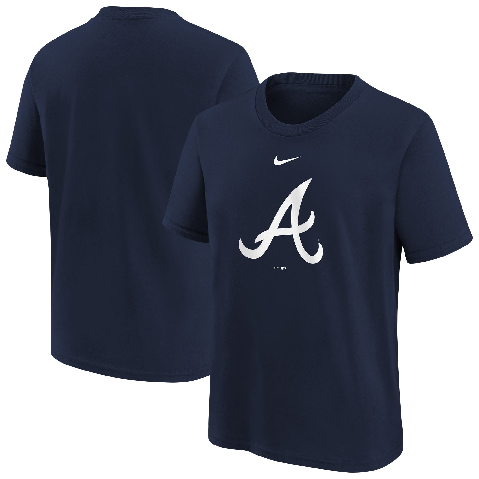 T-shirt Nike bleu marine pour enfant, logo large des Atlanta Braves
