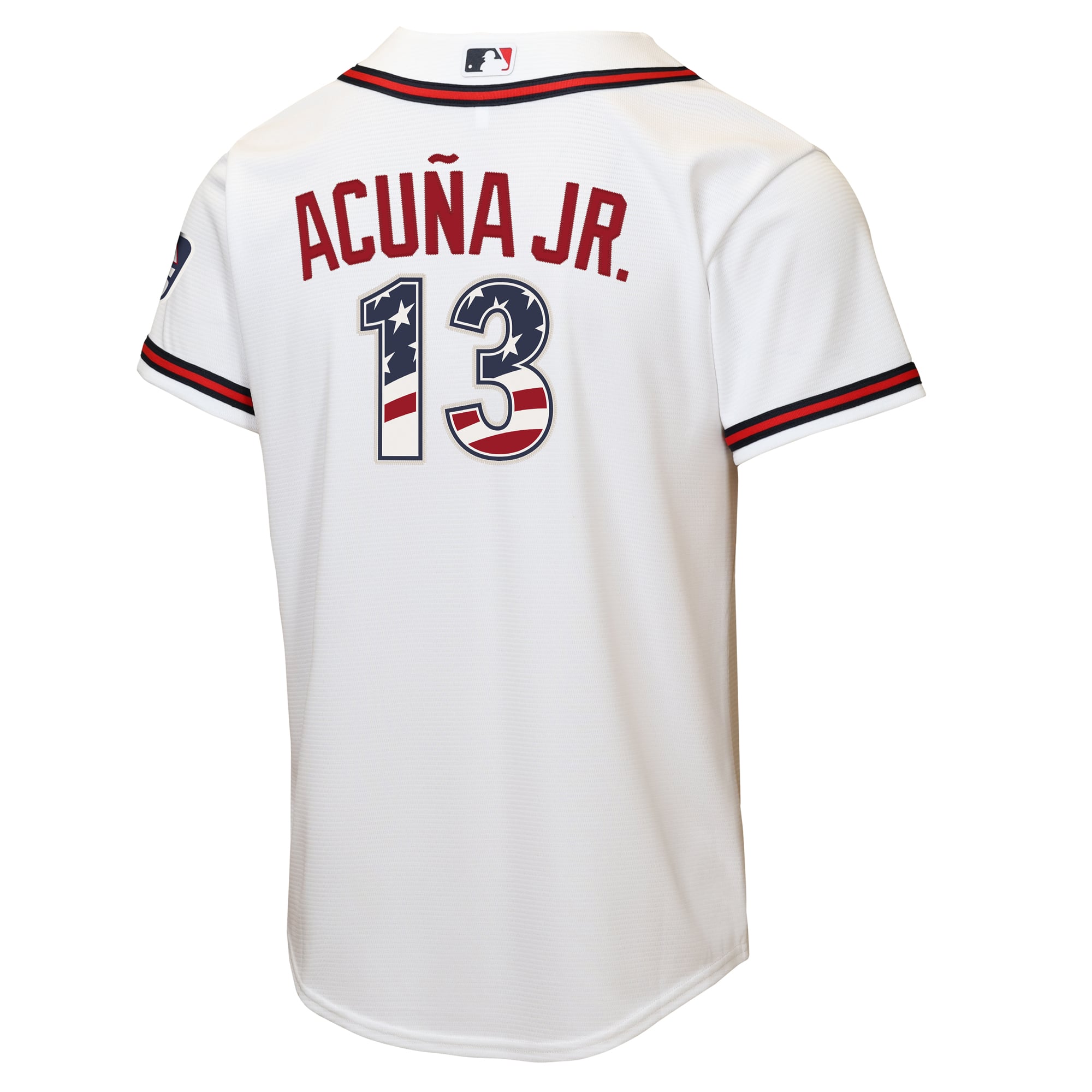 Youth Nike Ronald Acuña Jr. White Atlanta Braves USA 250 Fourth of July Home Replica Jersey