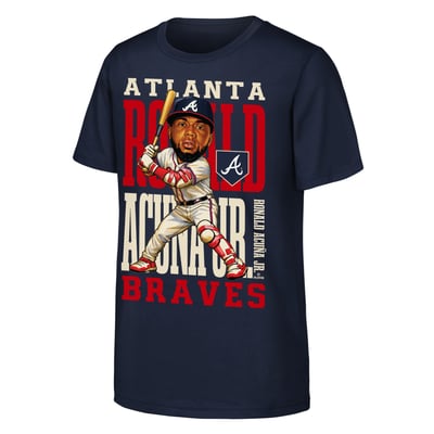 Ronald Acuña Jr. Atlanta Braves Outerstuff Youth Caricature Clash T-Shirt - Navy