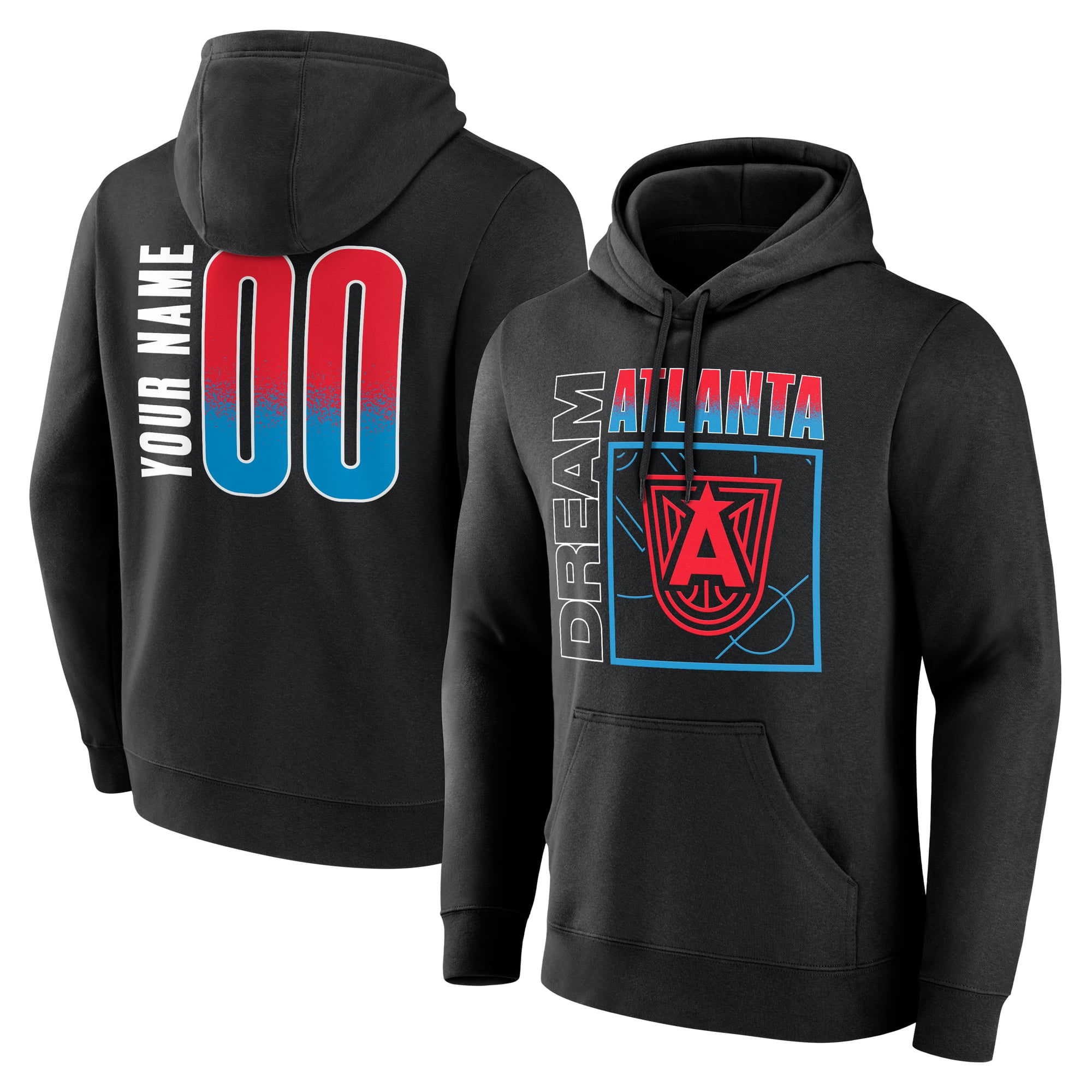 Sweat à capuche noir pour homme Atlanta Dream Home Court Pop personnalisé avec nom et numéro