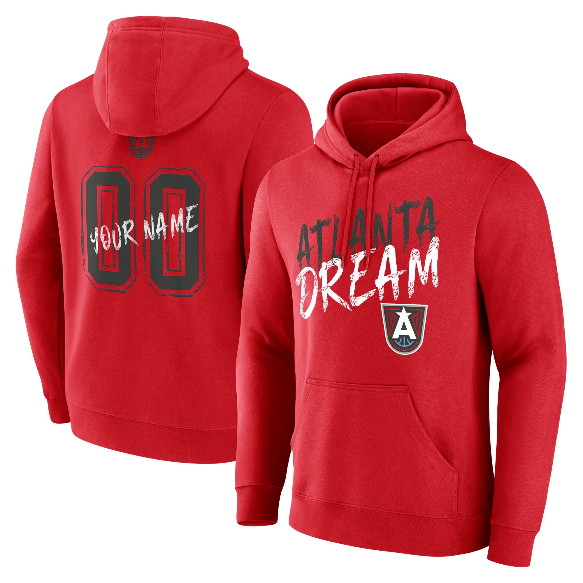 Sweat à capuche rouge Atlanta Dream Hustle pour homme, personnalisé avec nom et numéro.