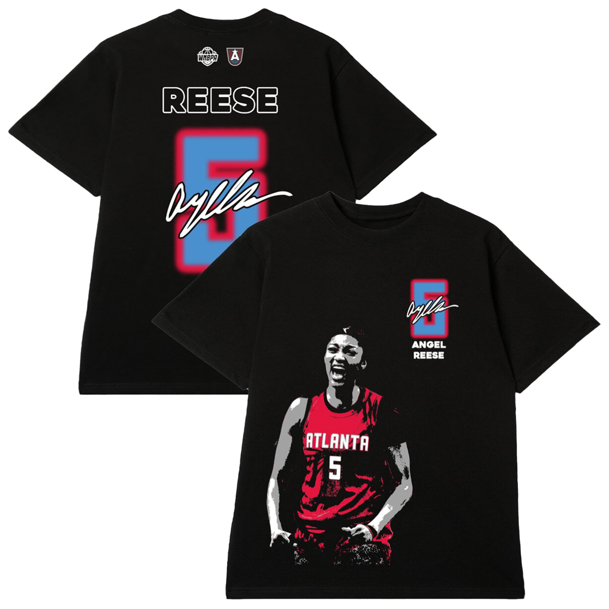 Unisex round21 Angel Reese Black Atlanta Dream Name & Number T-Shirt