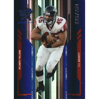 2005 Leaf Rookies and Stars Longevity Materials Sapphire #5 T.J. Duckett/100
