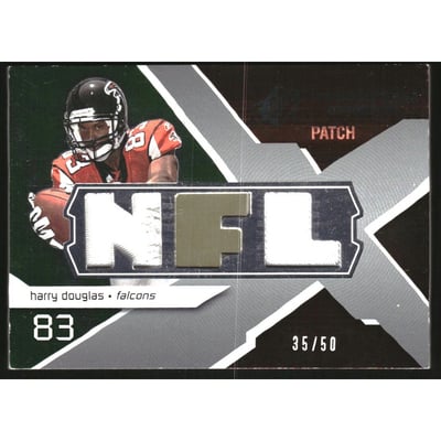 2008 SPx Rookie Materials NFL Letters Dual Patch 50 #RMHD Harry Douglas