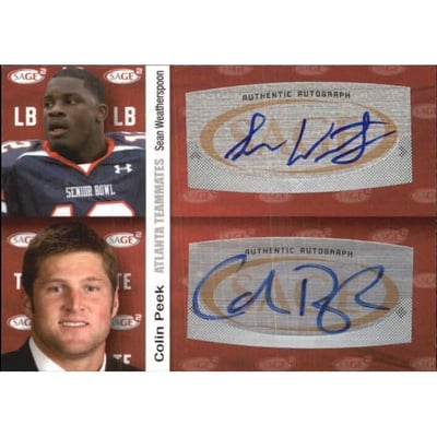 2010 SAGE Squared Dual Autographs #A54 Sean Weatherspoon/Colin Peek