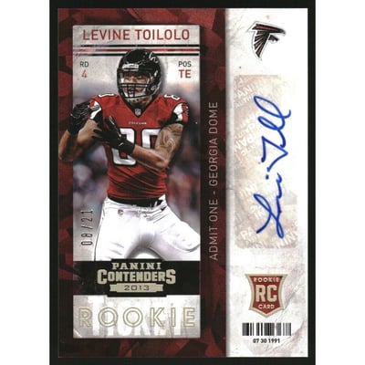 2013 Panini Contenders Cracked Ice #160B Levine Toilolo AU