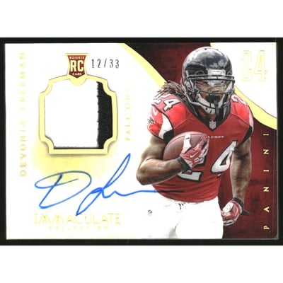 2014 Immaculate Collection Numbers Rookie Patch Autographs #131 Devonta Freeman/33