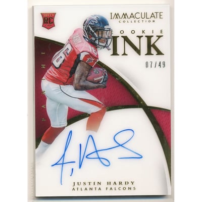2015 Immaculate Collection Rookie Ink #48 Justin Hardy/49