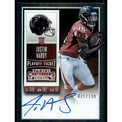 2015 Panini Contenders Playoff Ticket #221A Justin Hardy AU/199