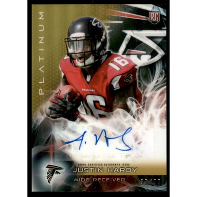 2015 Topps Platinum Autographs Gold Refractors #ARJHA Justin Hardy