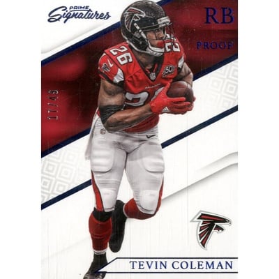 2016 Prime Signatures Prime Proof Blue #27 Tevin Coleman