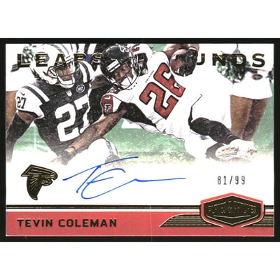 2018 Panini Plates and Patches Leaps and Bounds Autographs #7 Tevin Coleman/99