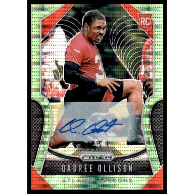 2019 Panini Prizm Rookie Autographs Prizms Neon Green #375 Qadree Ollison