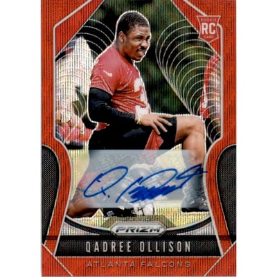 2019 Panini Prizm Rookie Autographs Prizms Red Wave #375 Qadree Ollison